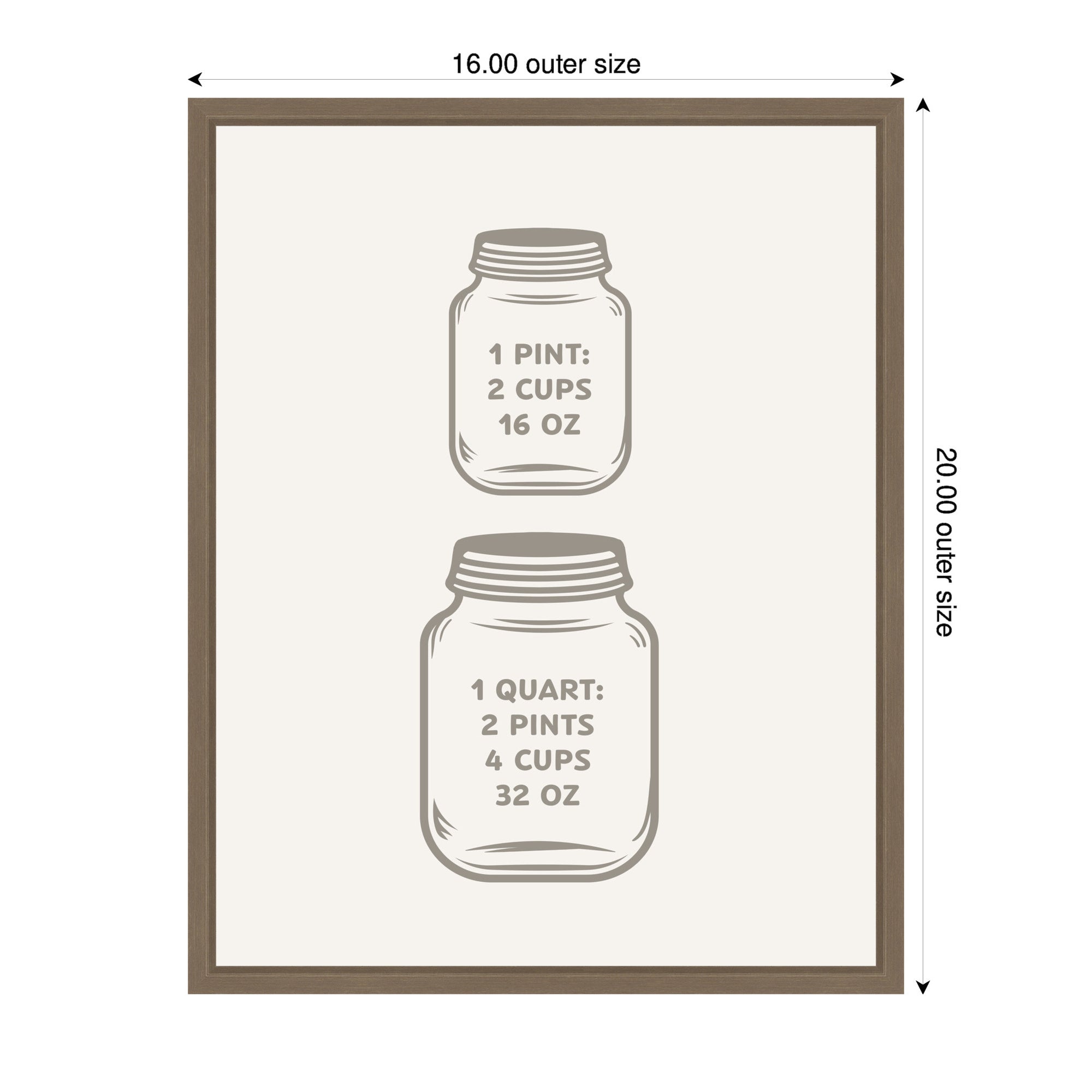 Kitchen Conversion Charts Pint Quart by The Creative Bunch Studio Framed Canvas Wall Art Print