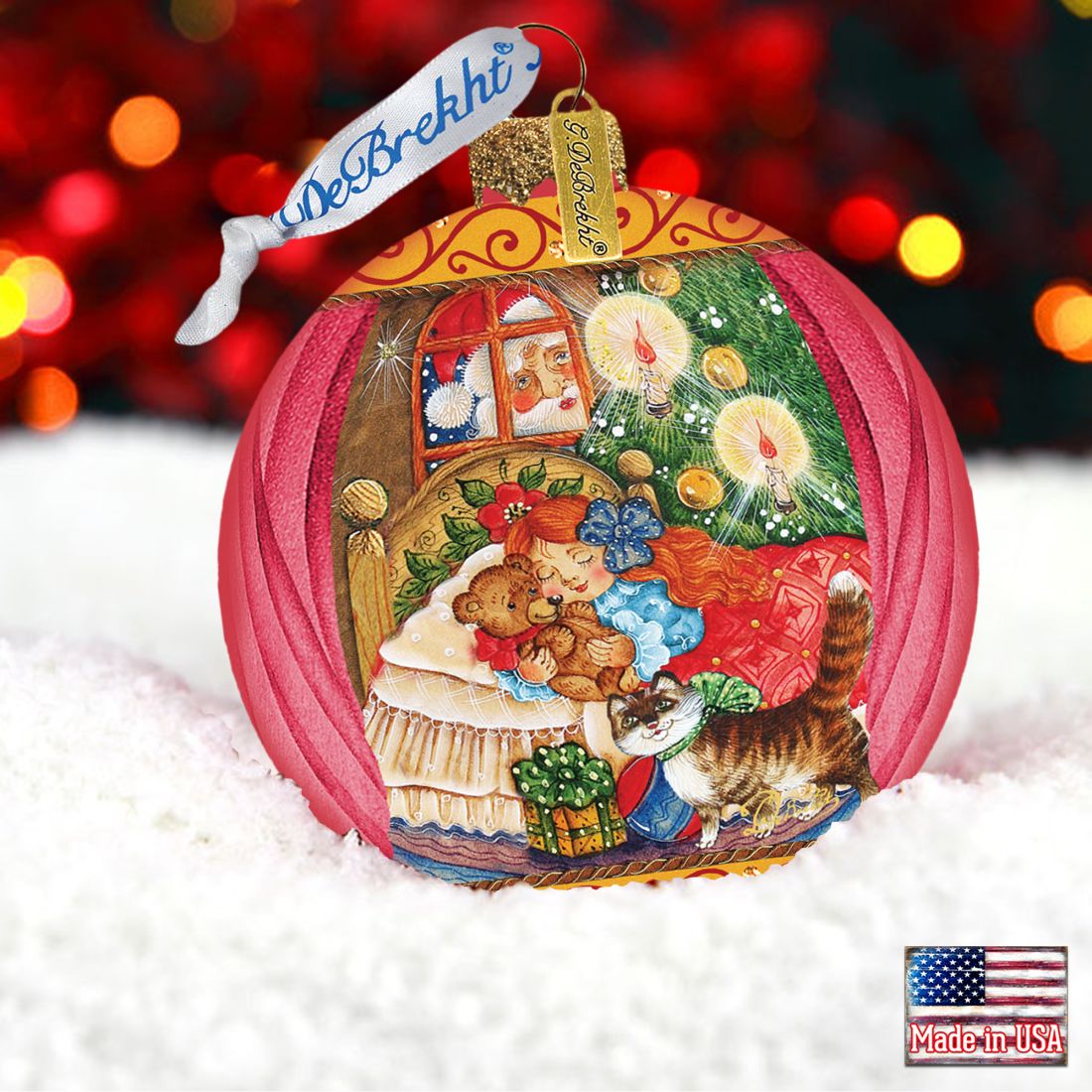 Night Before Christmas Glass Ornament by G. DeBrekht | Christmas Santa Snowman Décor - 73613-1