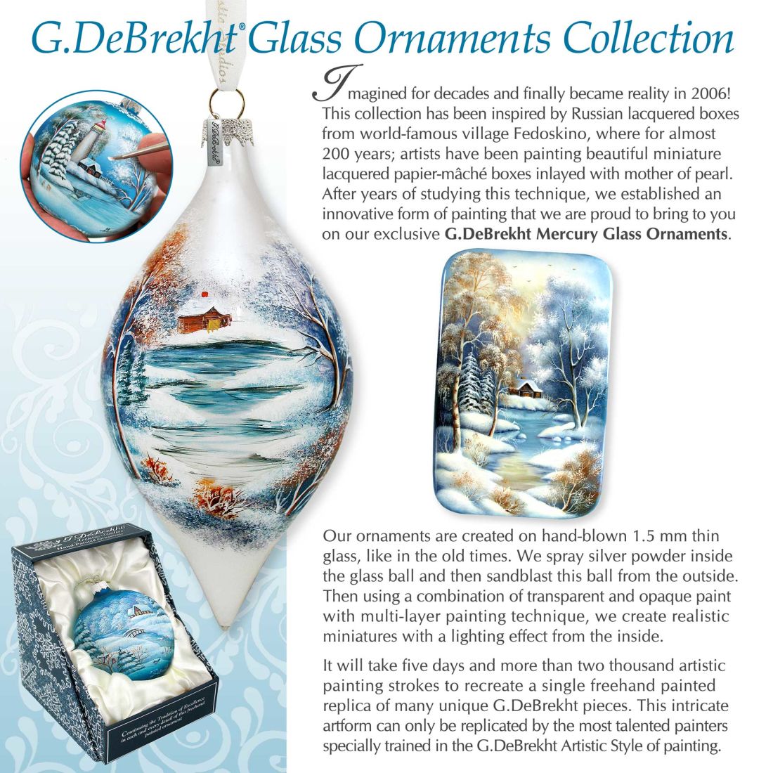 Night Before Christmas Glass Ornament by G. DeBrekht | Christmas Santa Snowman Décor - 73613-4