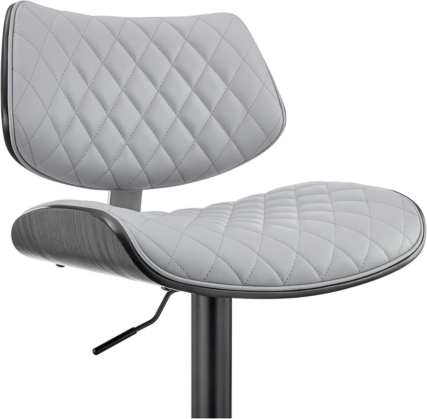 Grey Faux Leather Swivel Bar Stool With Adjustable Height