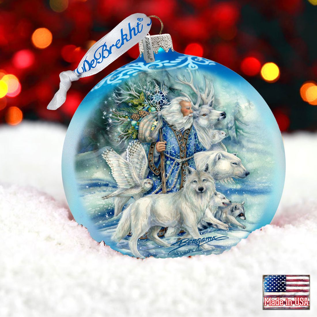 The Wild Spirits of Winter Glass Ornament Limited Edition by J. Bergsma | Christmas Santa Snowman Décor - 73910-JB-4