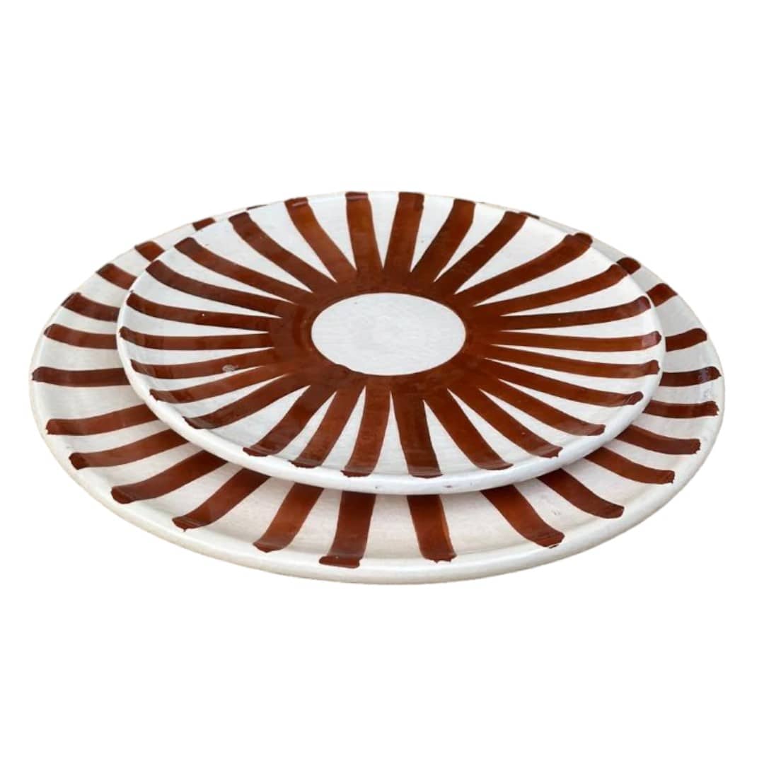 Brown Sun Plate Set - Vibrant Dinnerware for Summer Dining-3