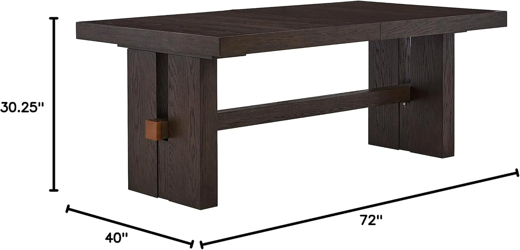 Rectangular Extension Dining Table Dark Brown Oak Finish