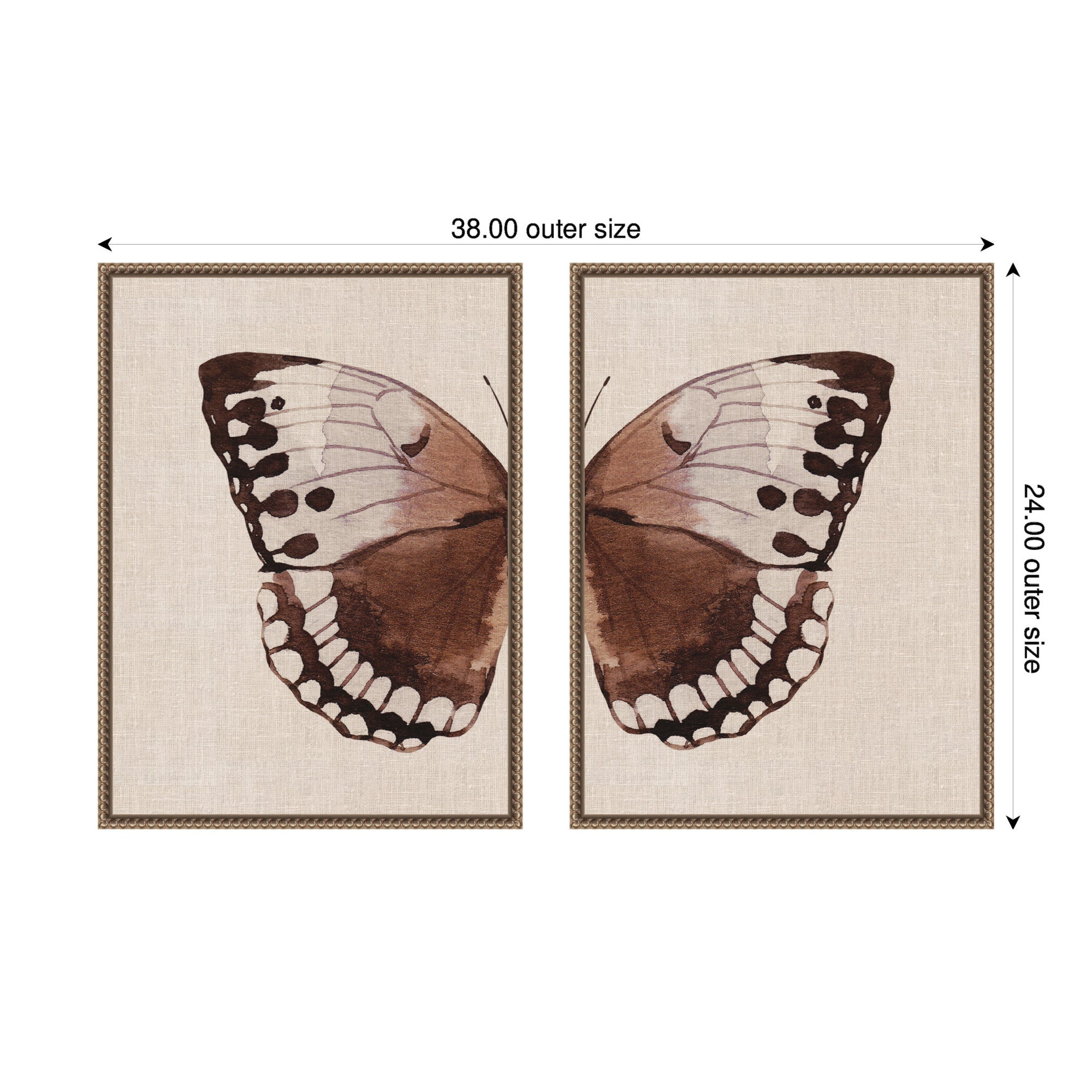 Sylvie Retro Butterfly Watercolor - 2 Piece Framed Canvas Art Set by The Creative Bunch Studio