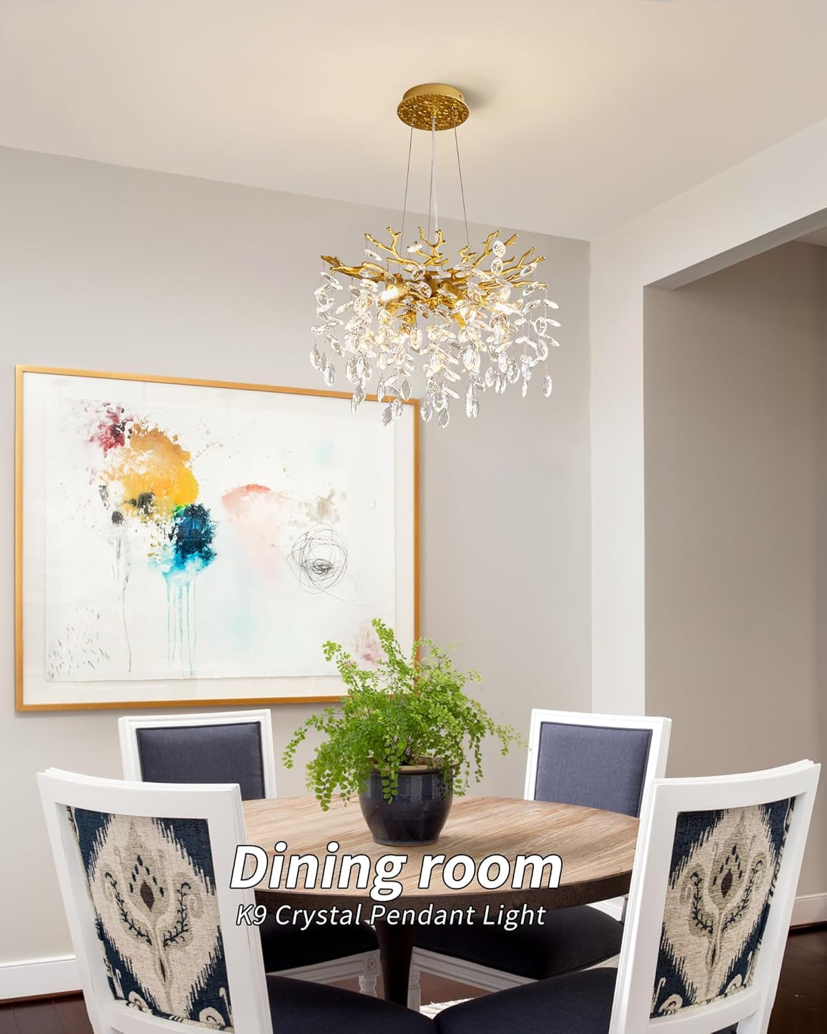 Gold Crystal Chandelier Elegant 18 Inch Ceiling Light-3