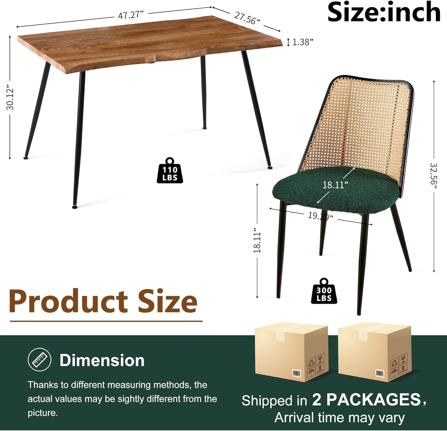 Elegant Walnut Finish 47 Inches Dining Table Set Four