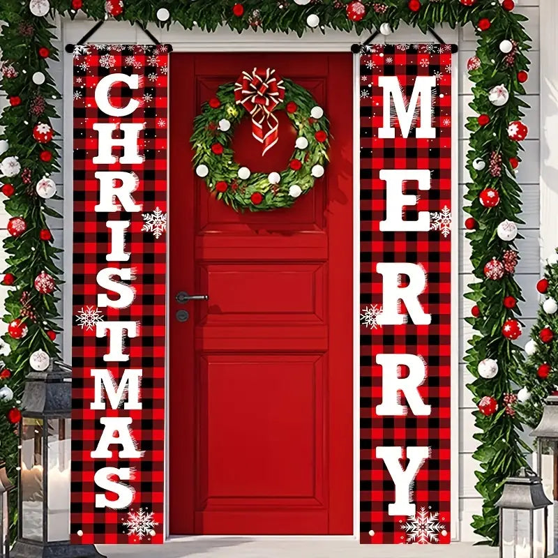 Enhance Your Festive Decor with Set of 2 Christmas Outdoor Porch Signs-3
