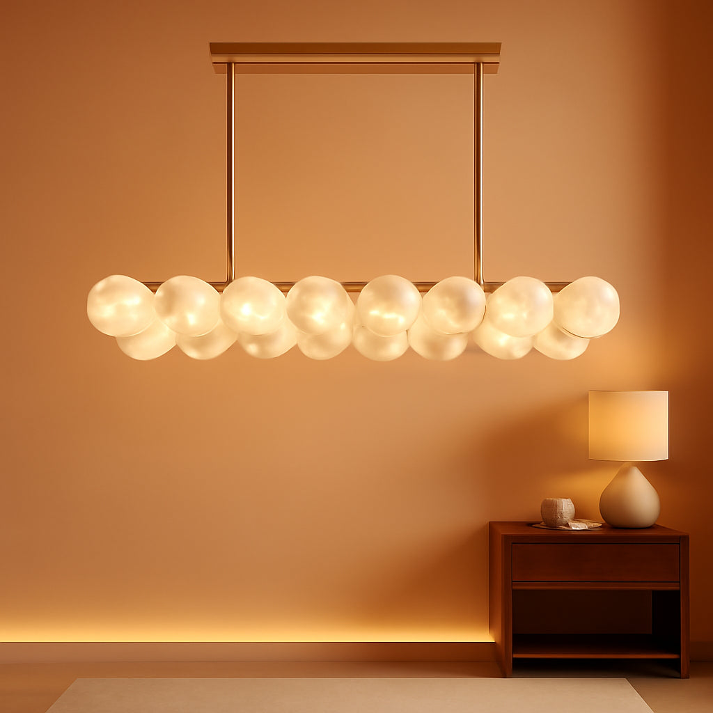 Gilded Rectangular Glass Chandelier 38.2 Inch Light-0