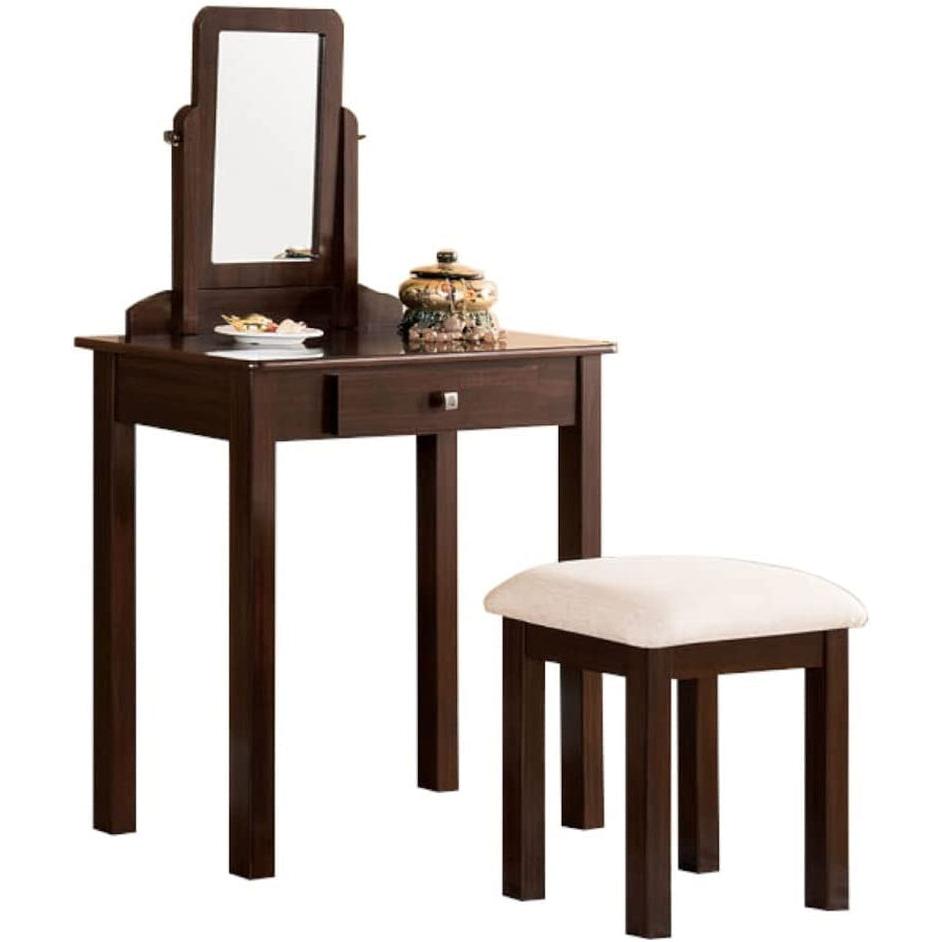 Espresso Transitional Vanity Set With Mirror For Home Use