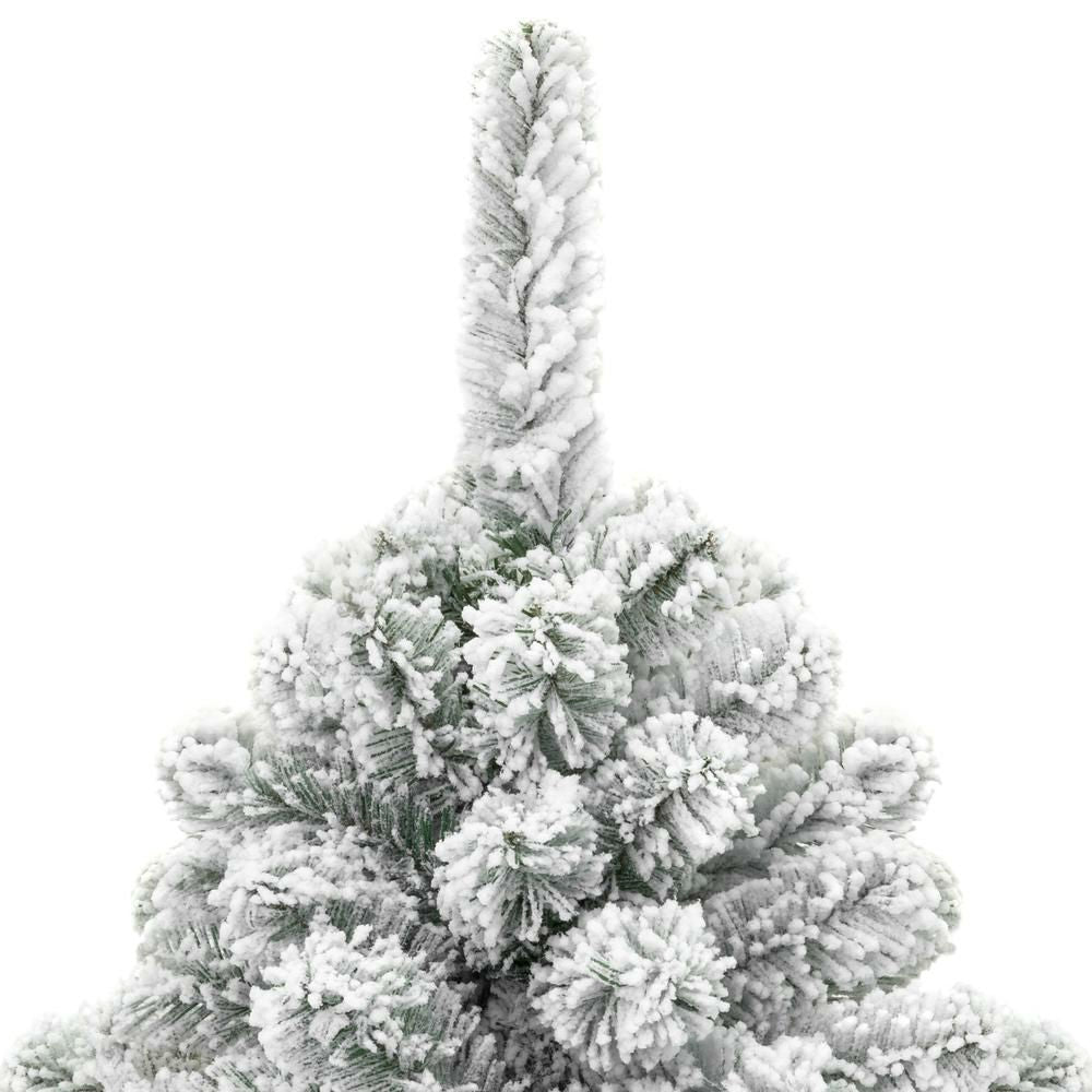 7.5 Foot Easy Set Up Snow Flocked Faux Pine Christmas Tree with Metal Stand-2