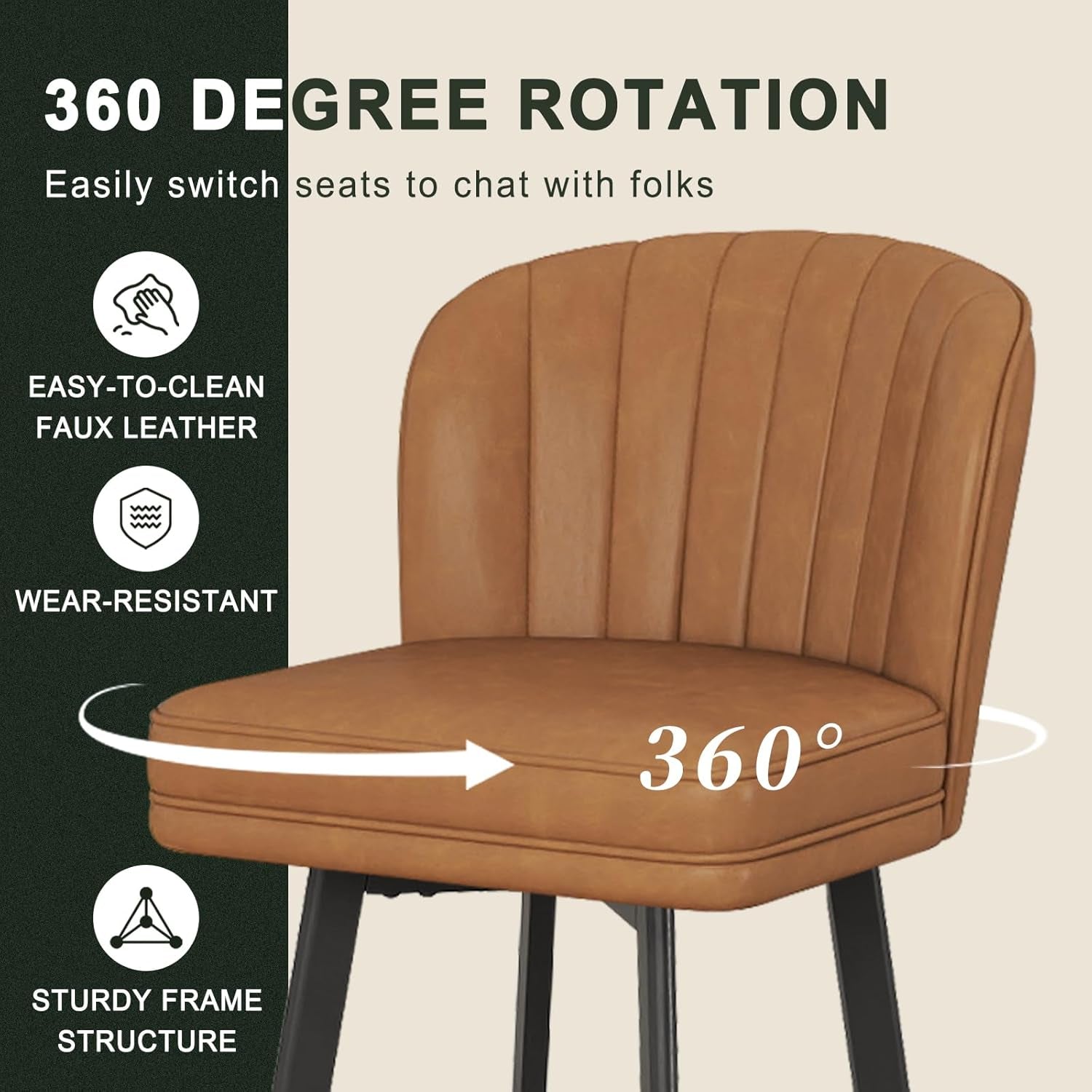 Modern Swivel Counter Height Bar Stools Set of Two