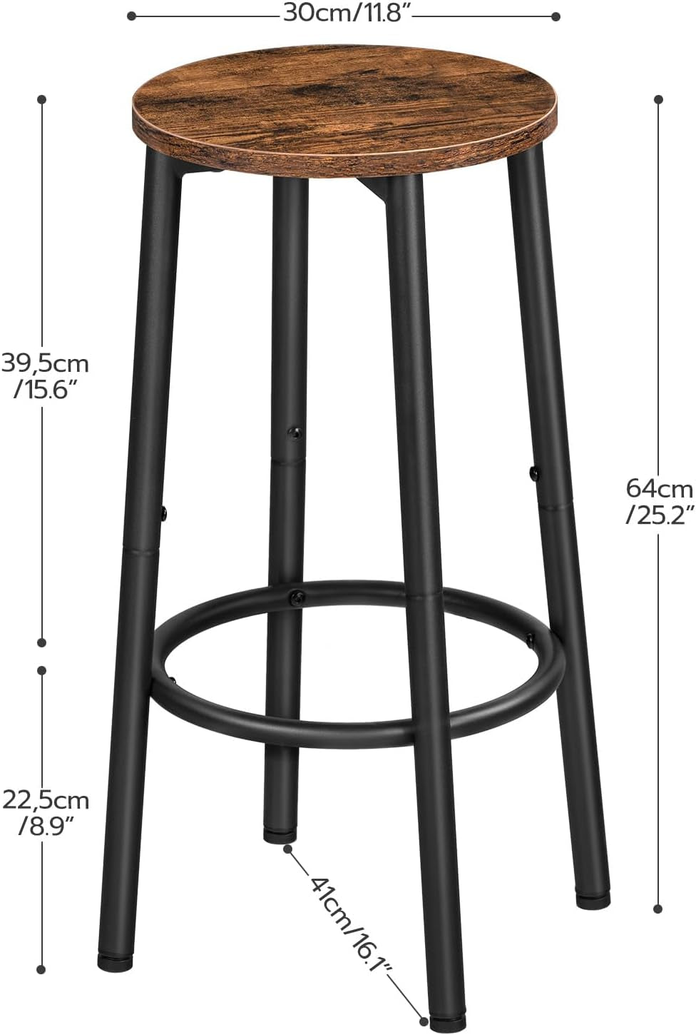 Bar Height Stools Set Of 2 With Footrest Rustic Brown