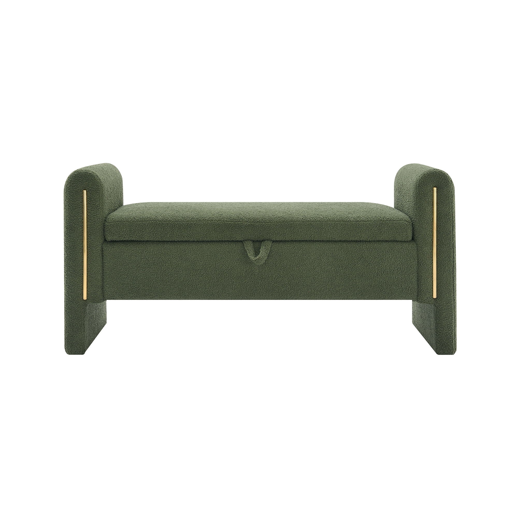 Modern Teddy Upholstered Large Bed End Bench With Arms And Storage