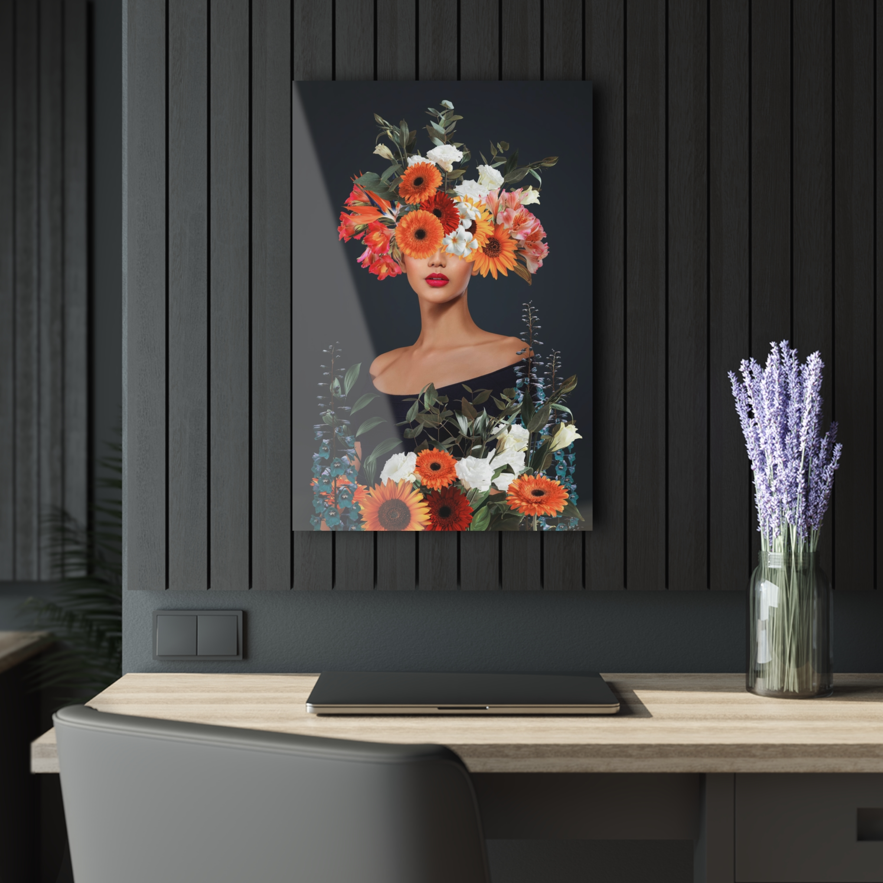 Tempered glass wall art - girl and flowers-3