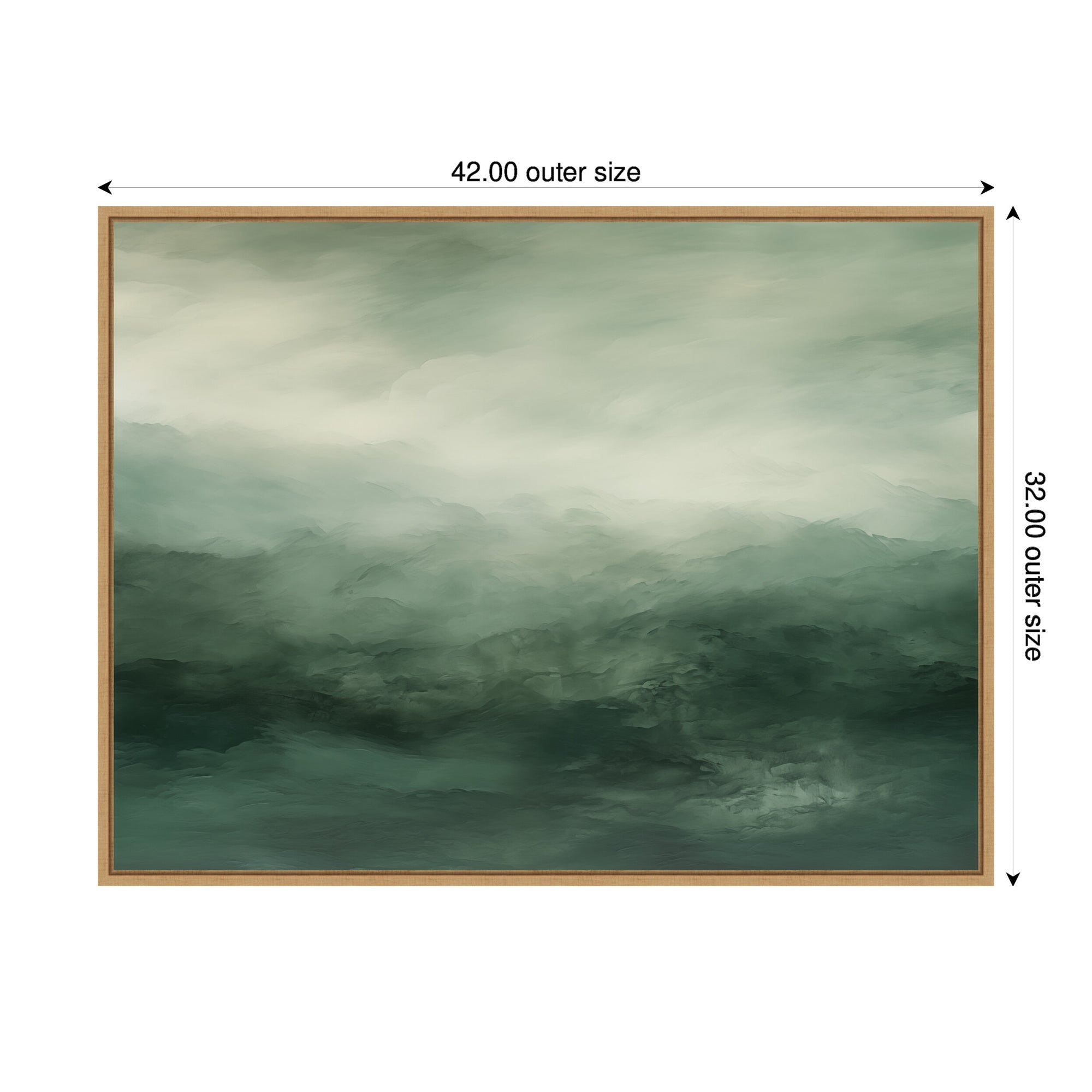 Tonal Abstract Comforting Sage Emerald Forest Green Landscape Horizontal by The Creative Bunch Studio Framed Canvas Wall Art Print