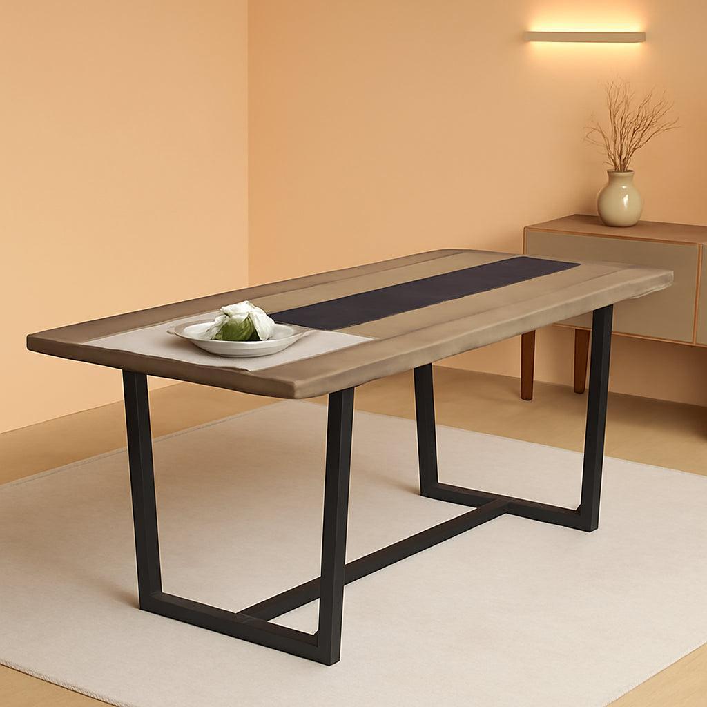 71 Inch Grey Dining Table Industrial Farmhouse Style