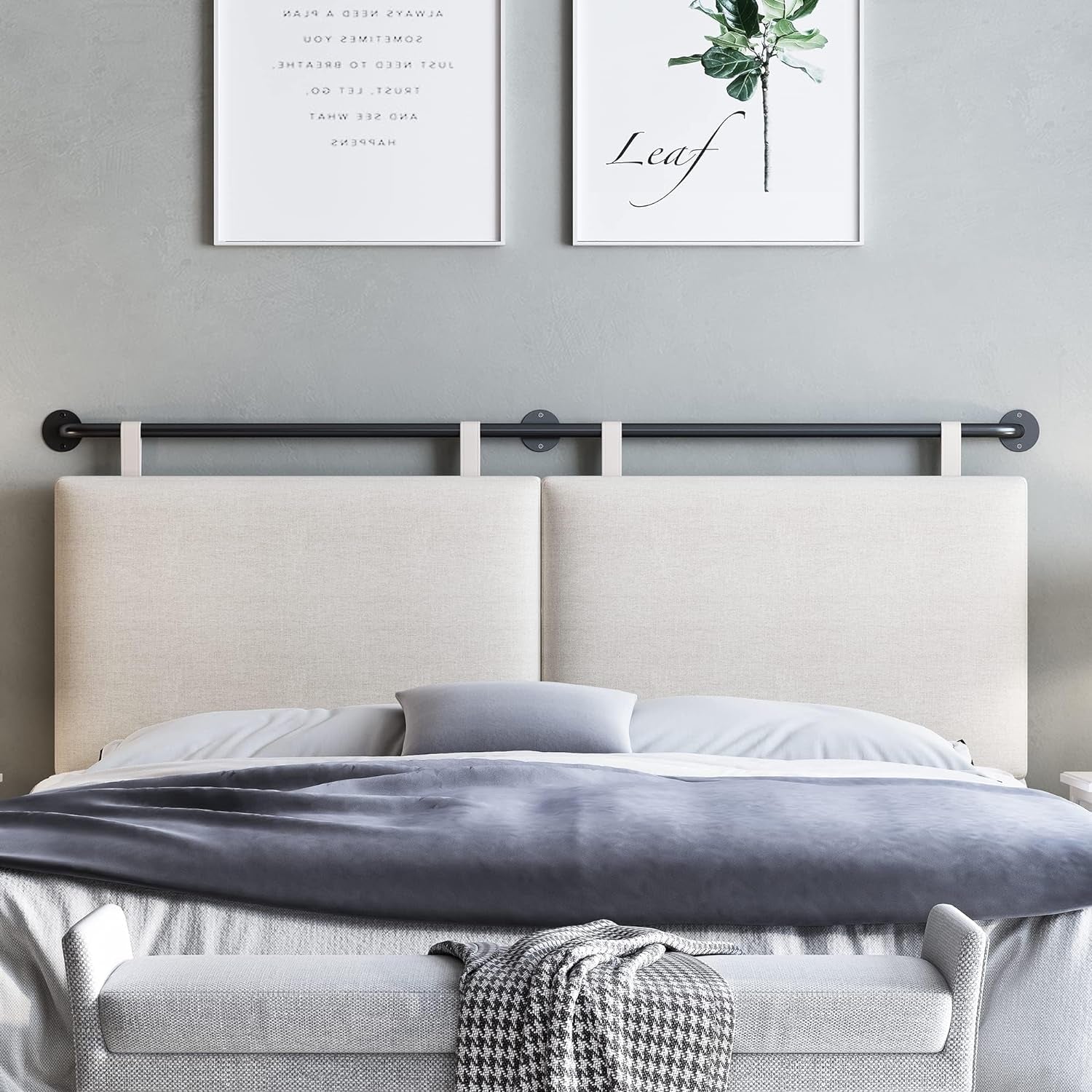 Adjustable Wall Mounted King Size Headboard with Tufting