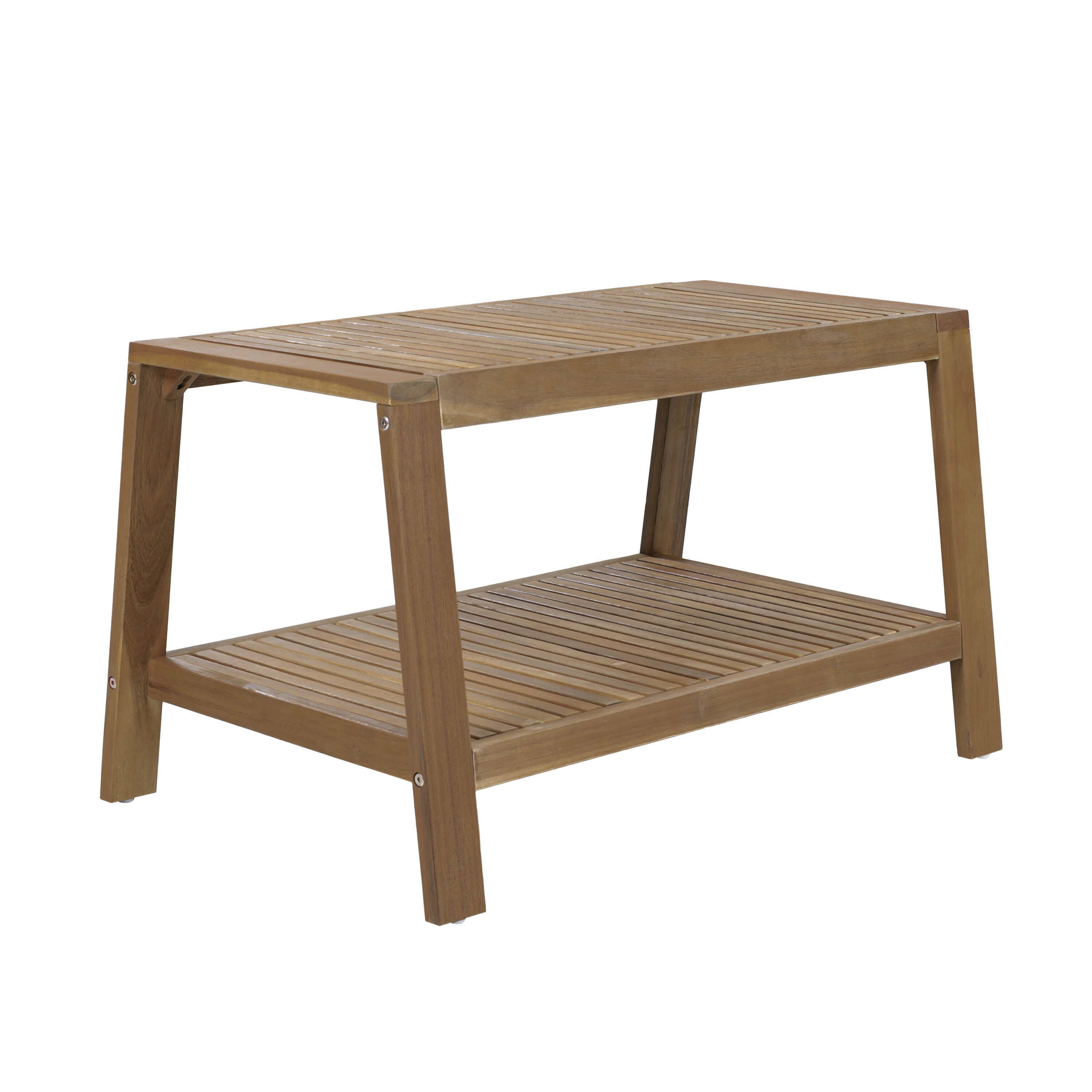 2-Piece Outdoor Gray Acacia Wood Conversation Set