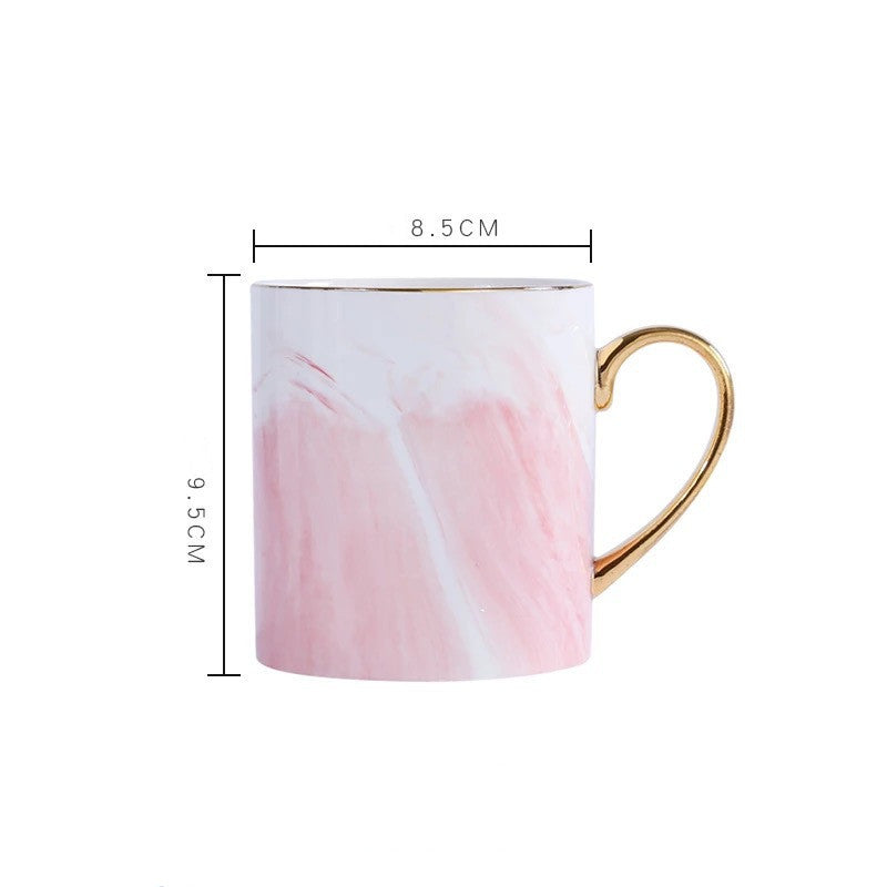 Creative Ceramic Mug With Marble Pattern And Gold Handle-5