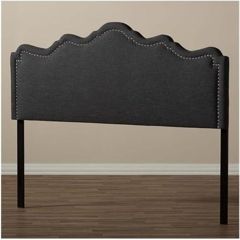 Elegant Upholstered Dark Gray Queen Headboard for Bedrooms