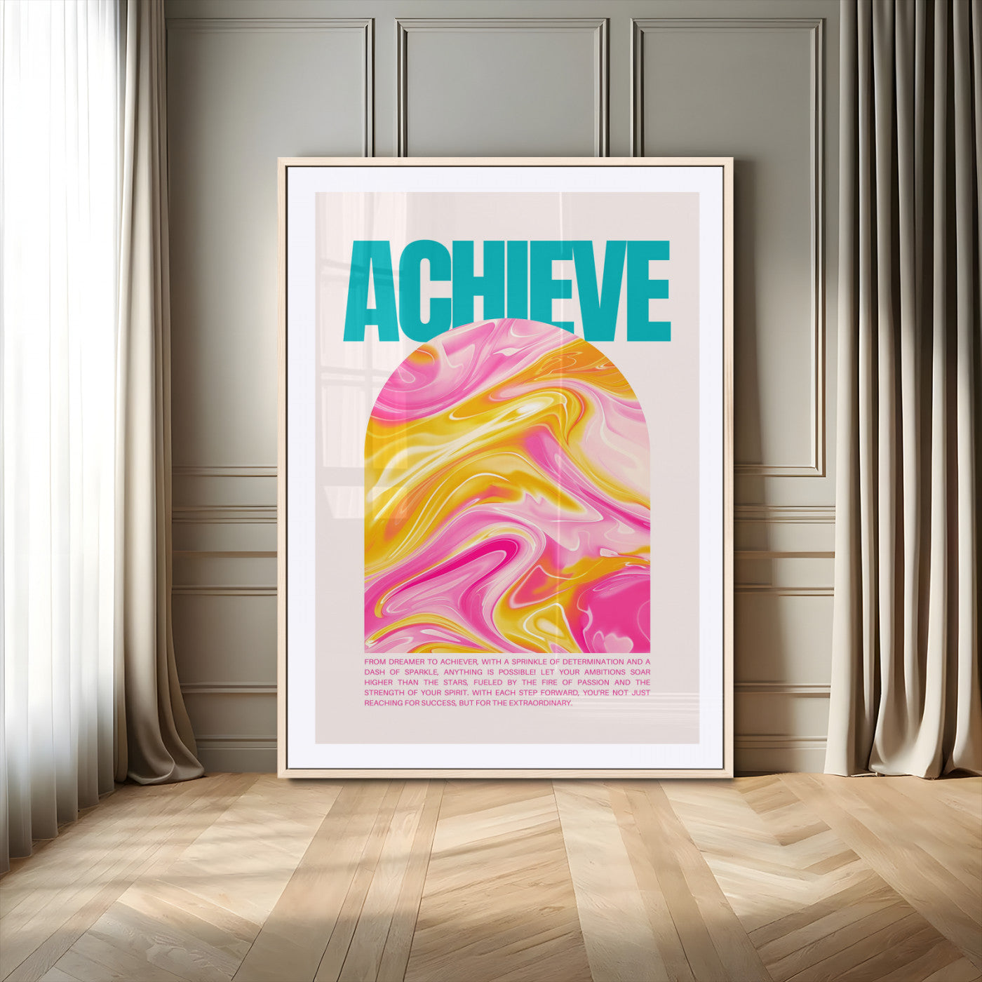 Achieve Motivational Wall Art – Colorful Abstract Swirl