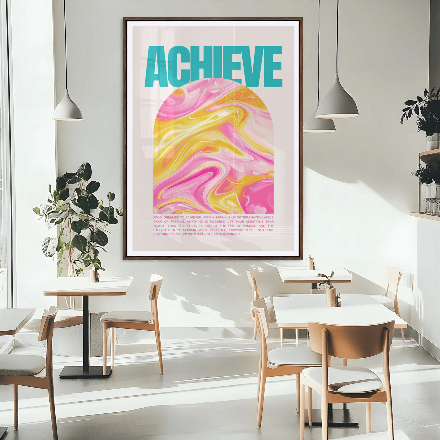 Achieve Motivational Wall Art – Colorful Abstract Swirl