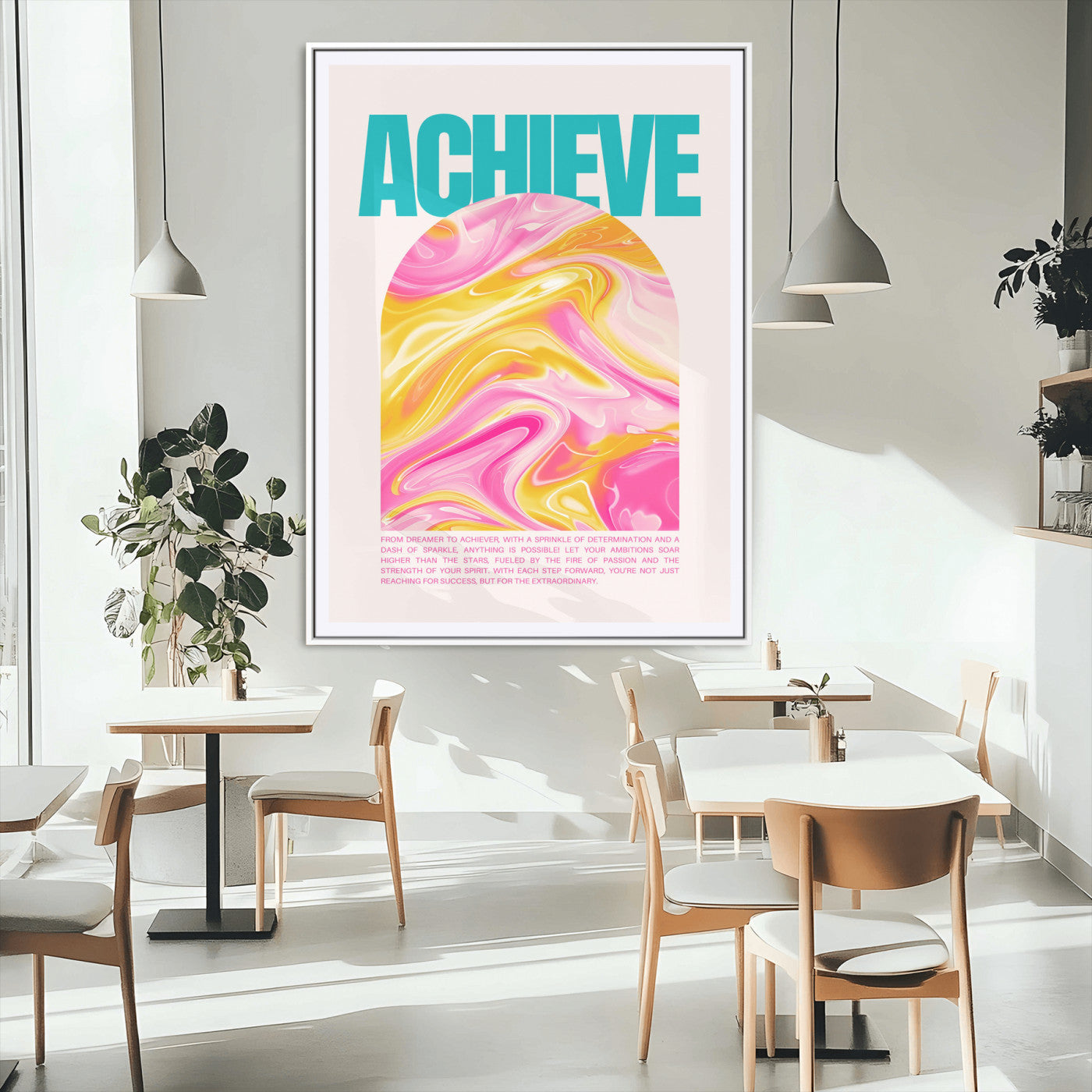 Achieve Motivational Wall Art – Colorful Abstract Swirl