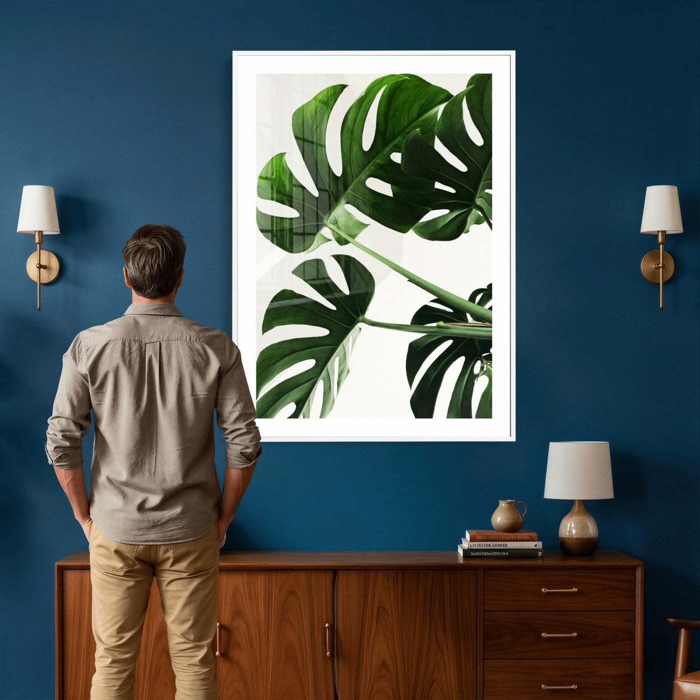 Abstract Teal Blue Wall Art Canvas Print, Modern Abstract