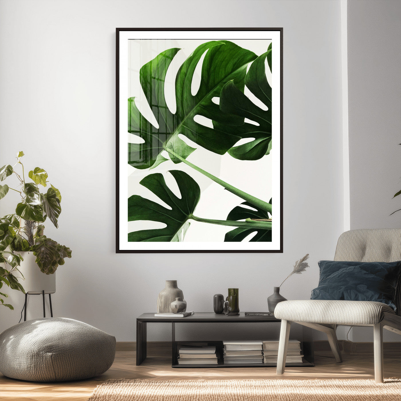 Abstract Teal Blue Wall Art Canvas Print, Modern Abstract
