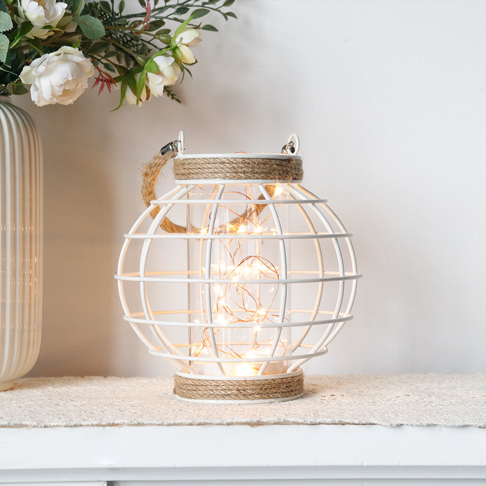 7.3" H Metal Cage LED Lantern Battery Powered Lamp-4