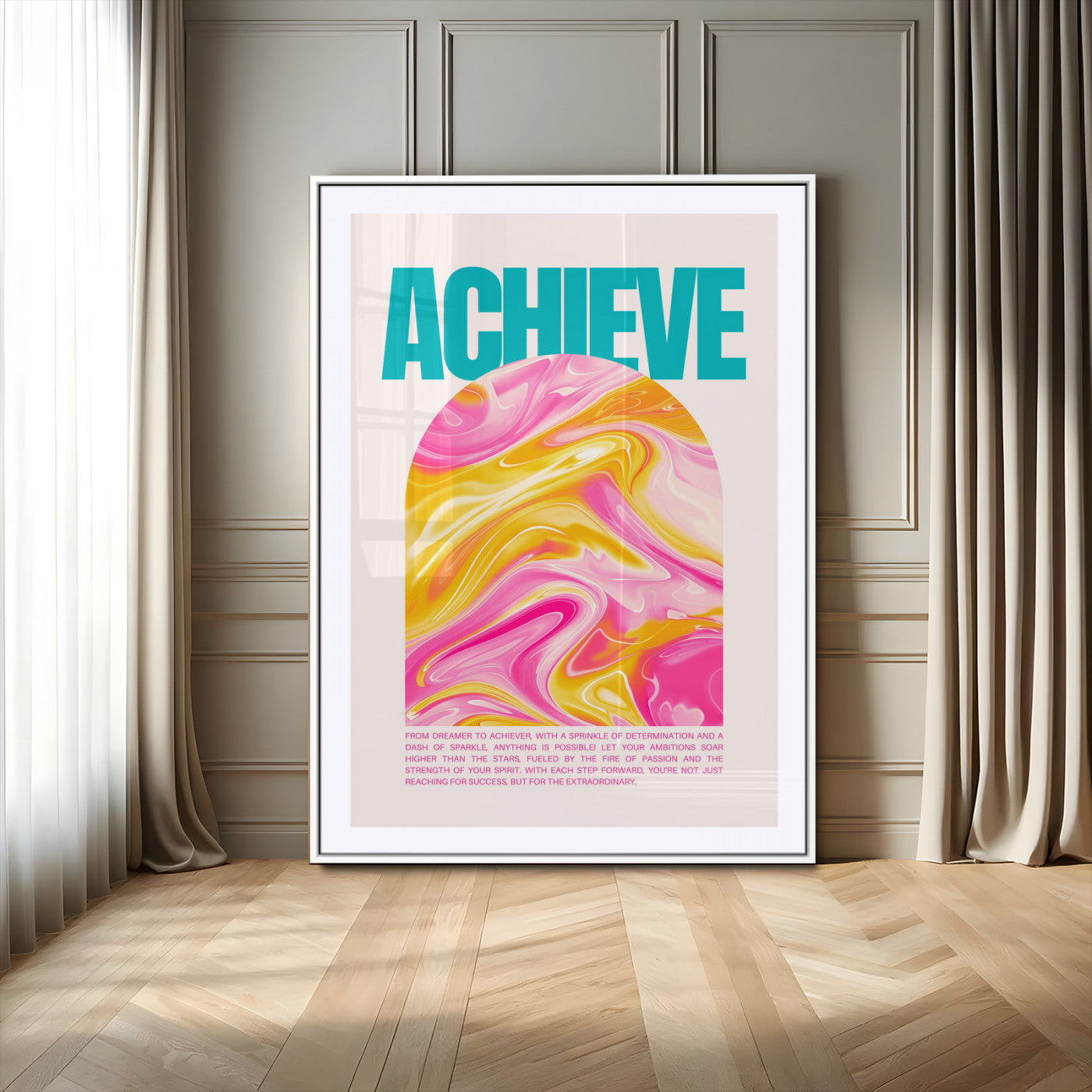 Achieve Motivational Wall Art – Colorful Abstract Swirl