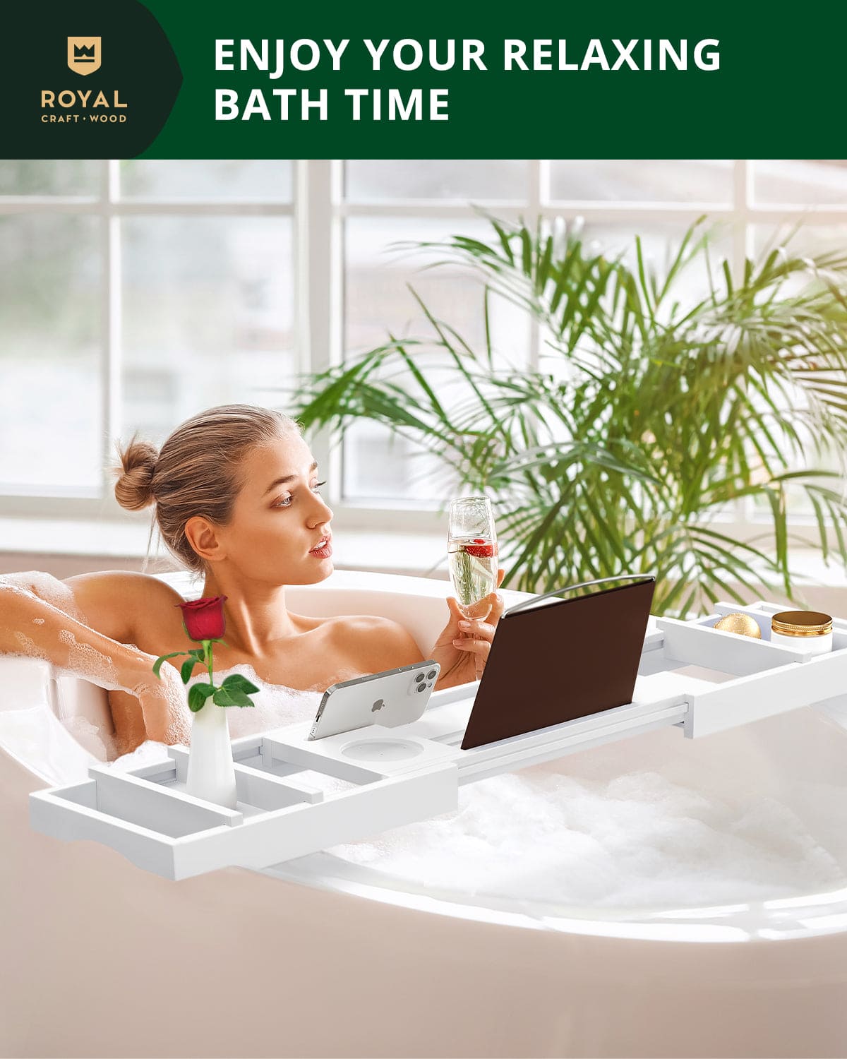 Bathtub Caddy Tray, White