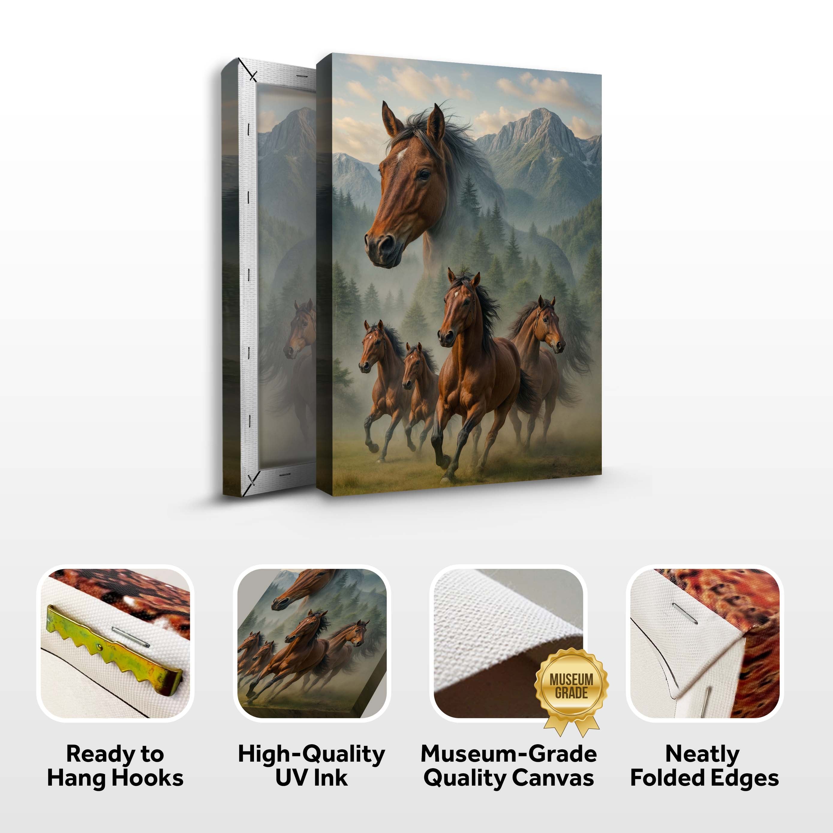 Galloping Horse Double Exposure Wall Art