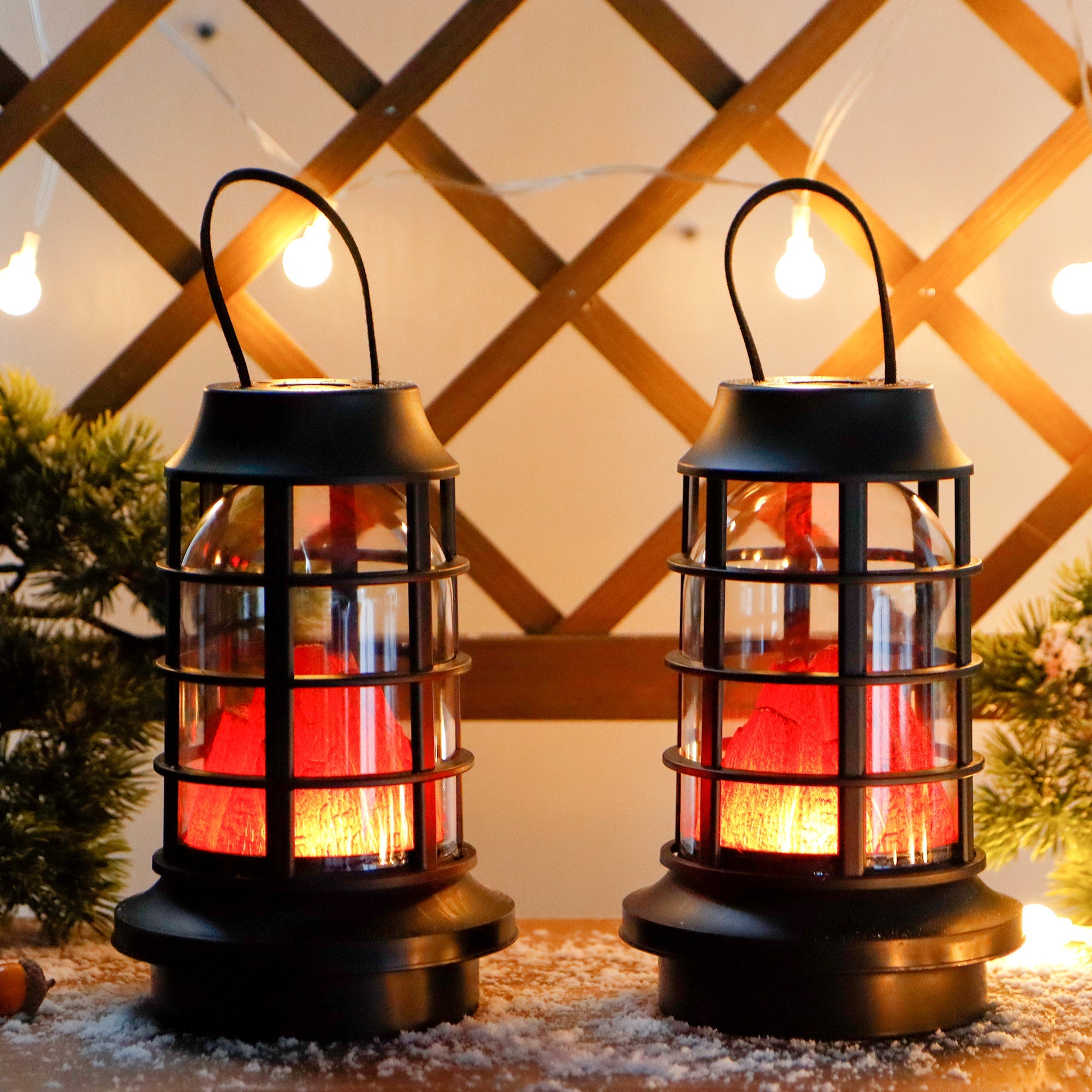 JHY DESIGN's 8"  Set of 2 Flame Lamp with Timer-1