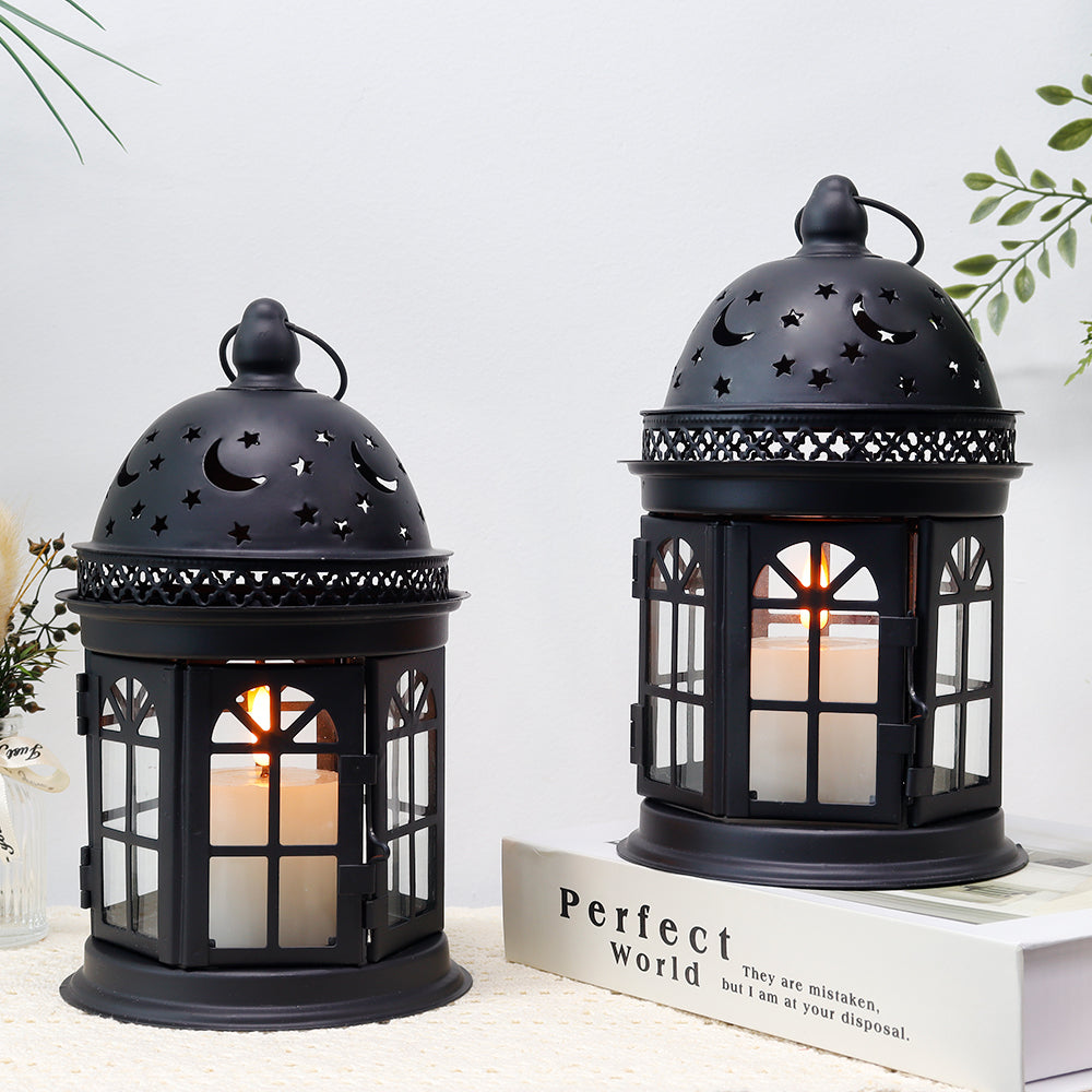 8.5'' H Metal Vintage Hanging Candle Holder Decorative Lanterns (Set of 2)-1