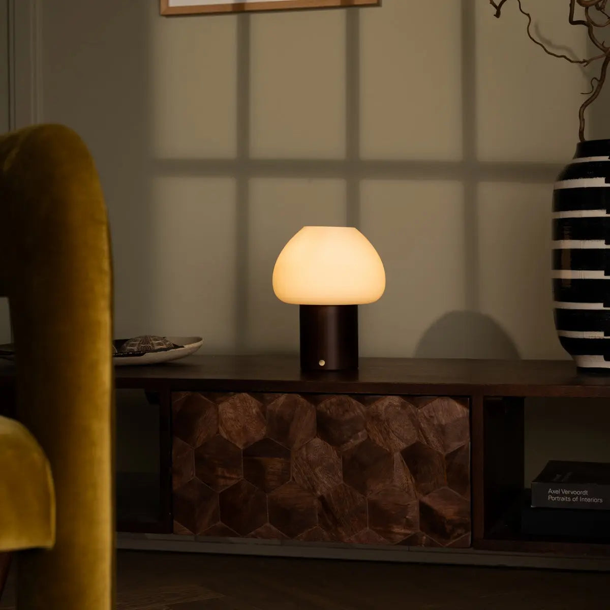 Fynn Dark Brown Wooden Lamp – Rechargeable & Dimmable Light-4