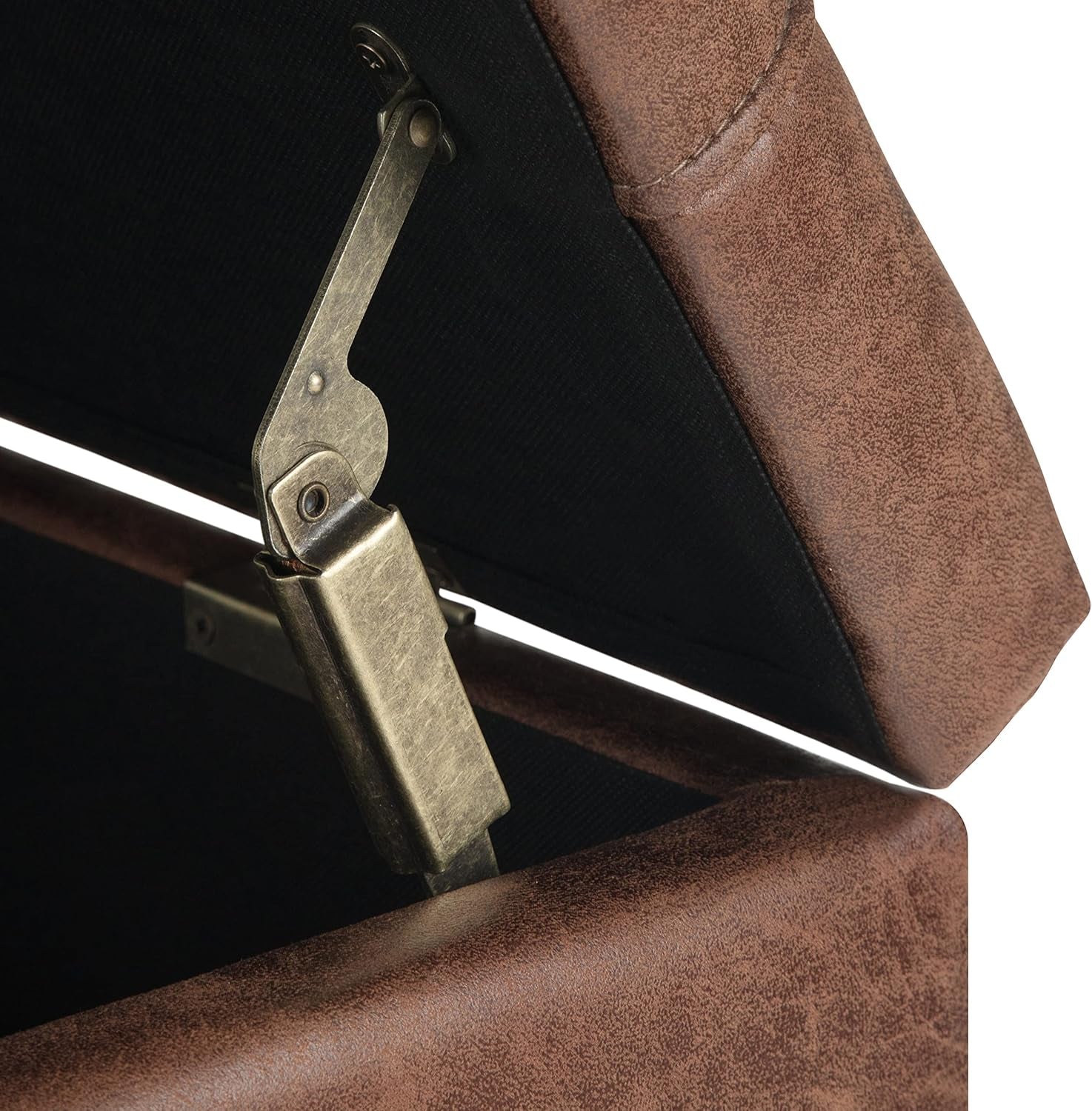 Distressed Umber 36 Inch Storage Ottoman Vegan Faux Leather