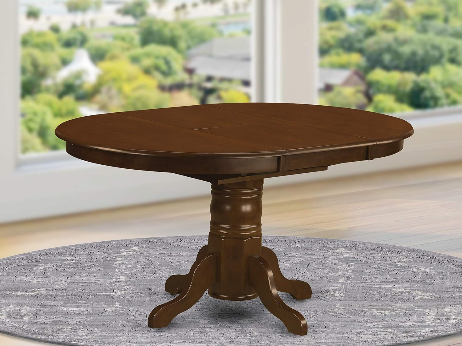 Oval Solid Wood Dining Table With Butterfly Leaf Espresso
