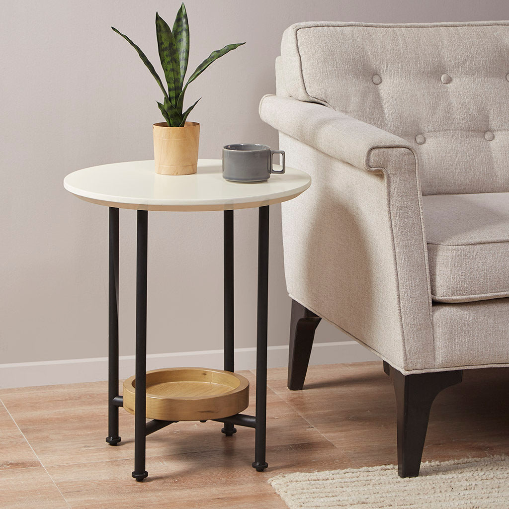 White/Natural End Table-1