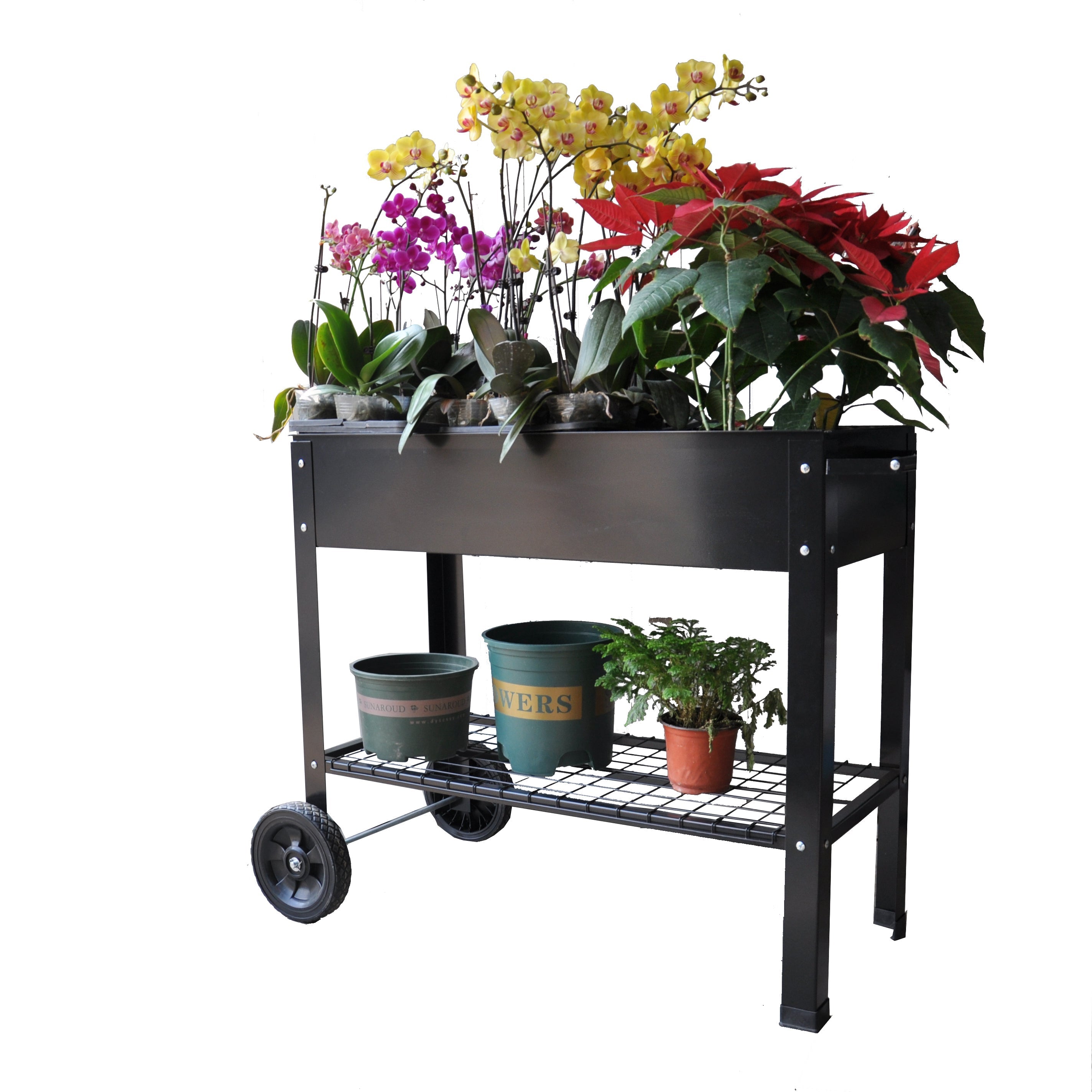 Mobile Metal Raised Garden Bed Cart with Legs