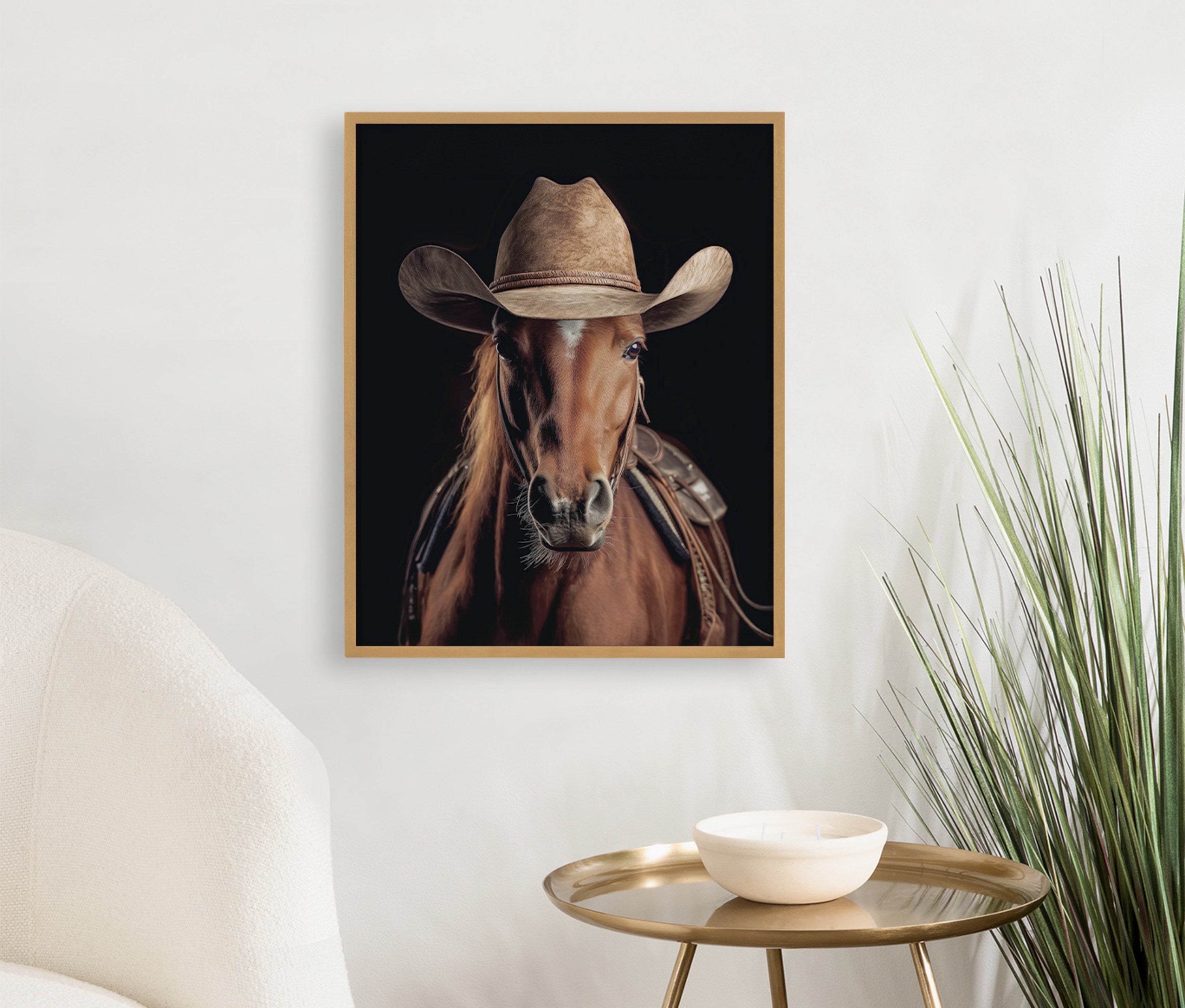 Gallery Horse Wearing a Western Cowboy Hat Print by The Creative Bunch Studio