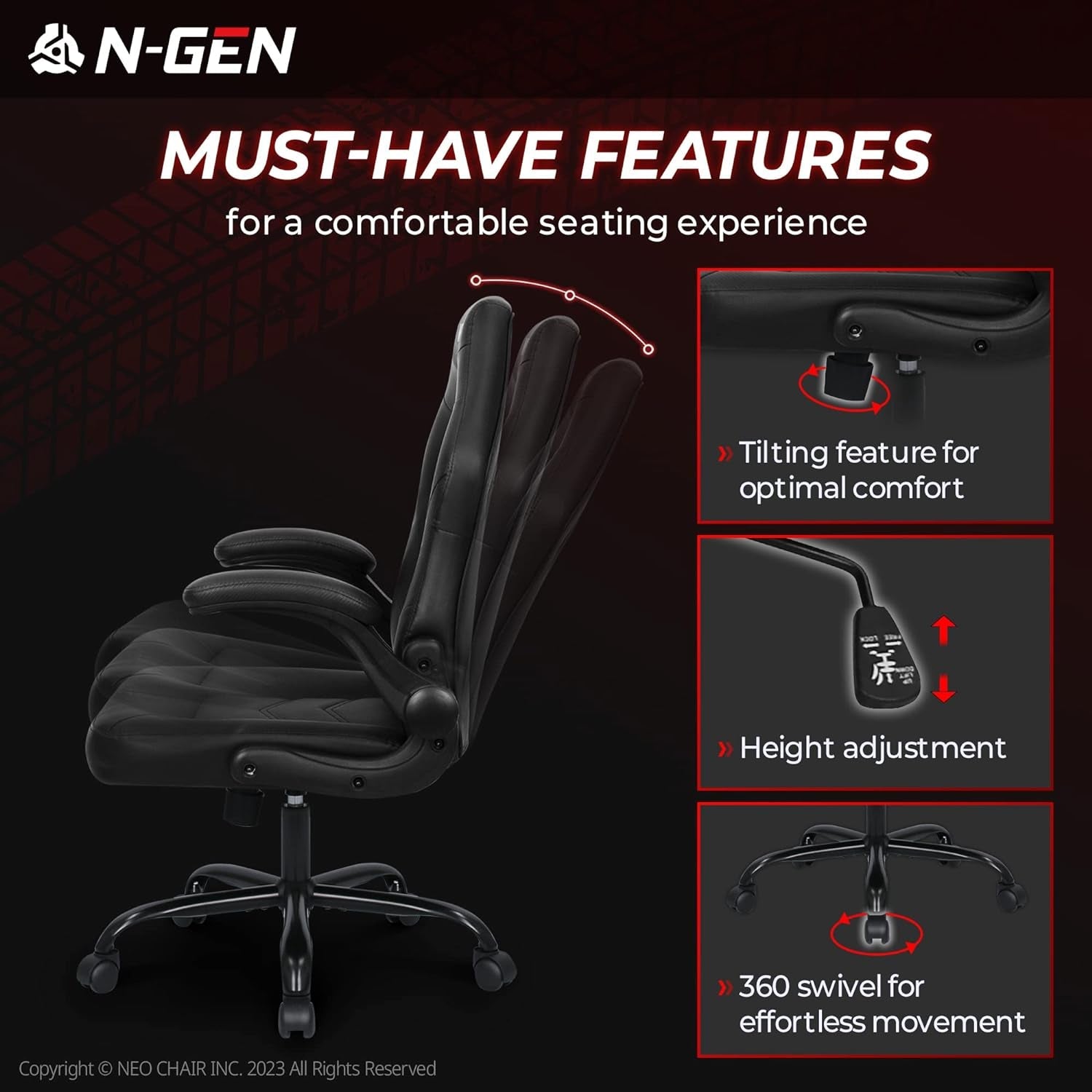 Ergonomic Gaming Chair Black With Premium Lumbar Support