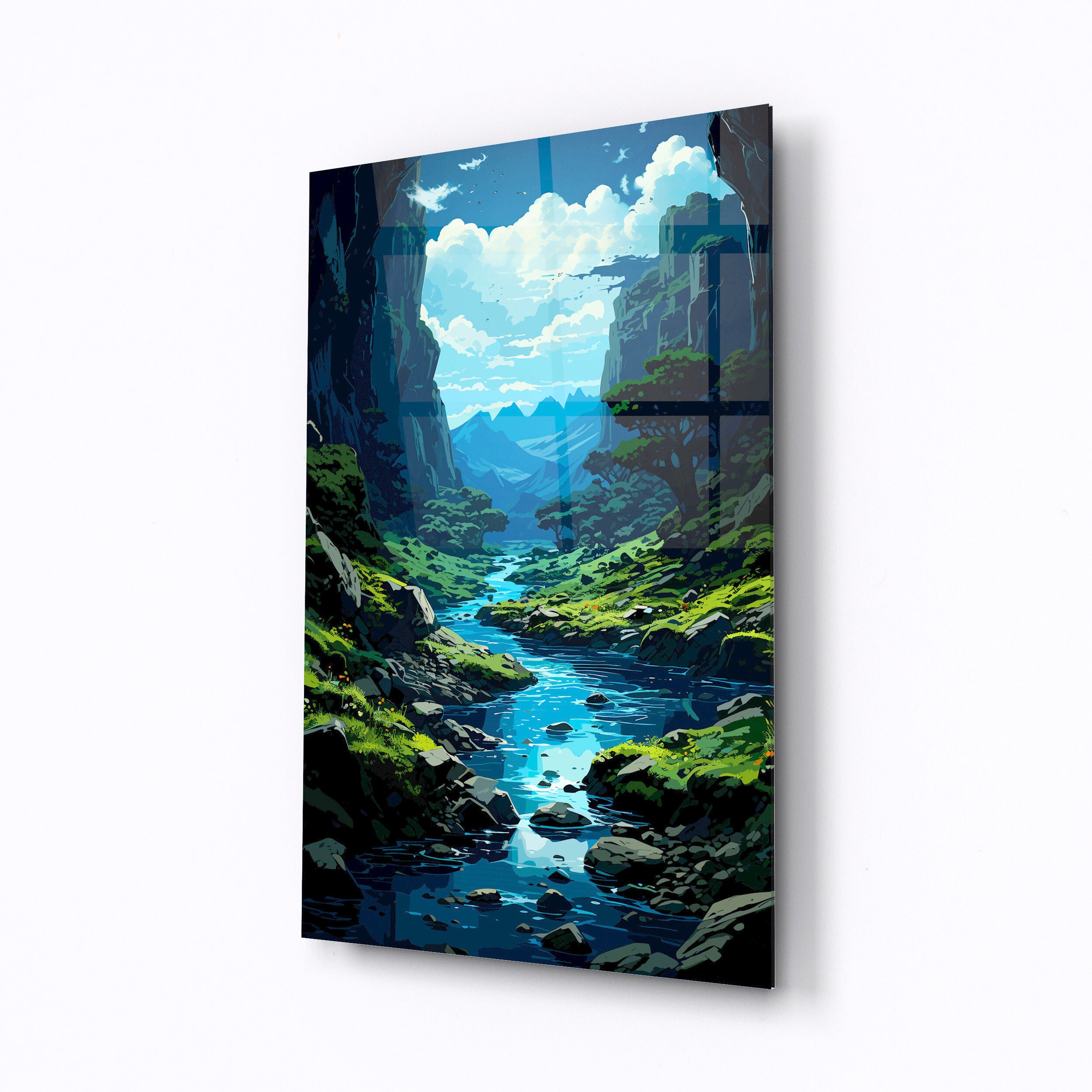 Tempered glass wall art Narrow river-0