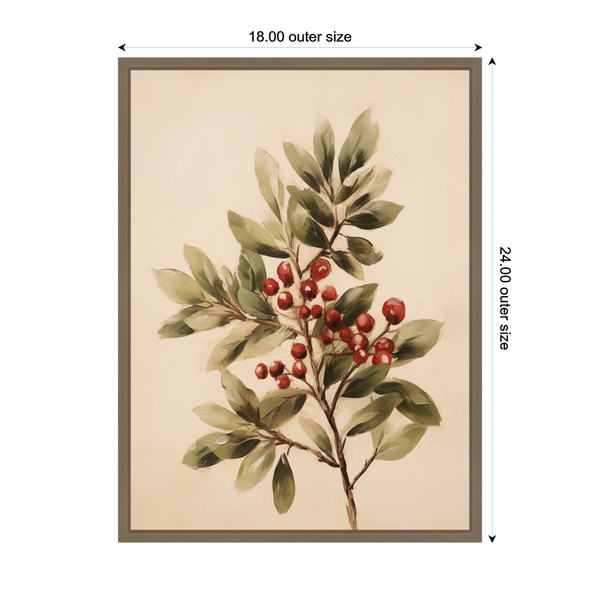 Sylvie Framed Canvas Red Berry Botanical by The Creative Bunch Studio