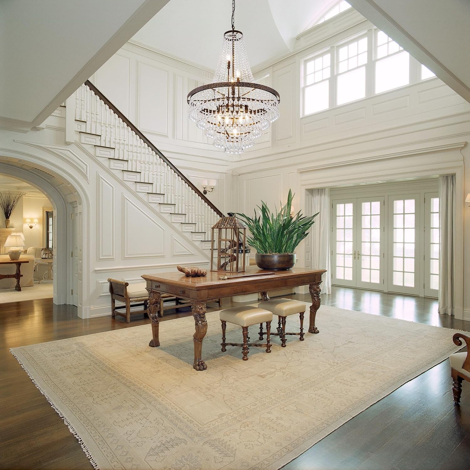 Antique Bronze Crystal Chandelier 10 Lights Farmhouse-2