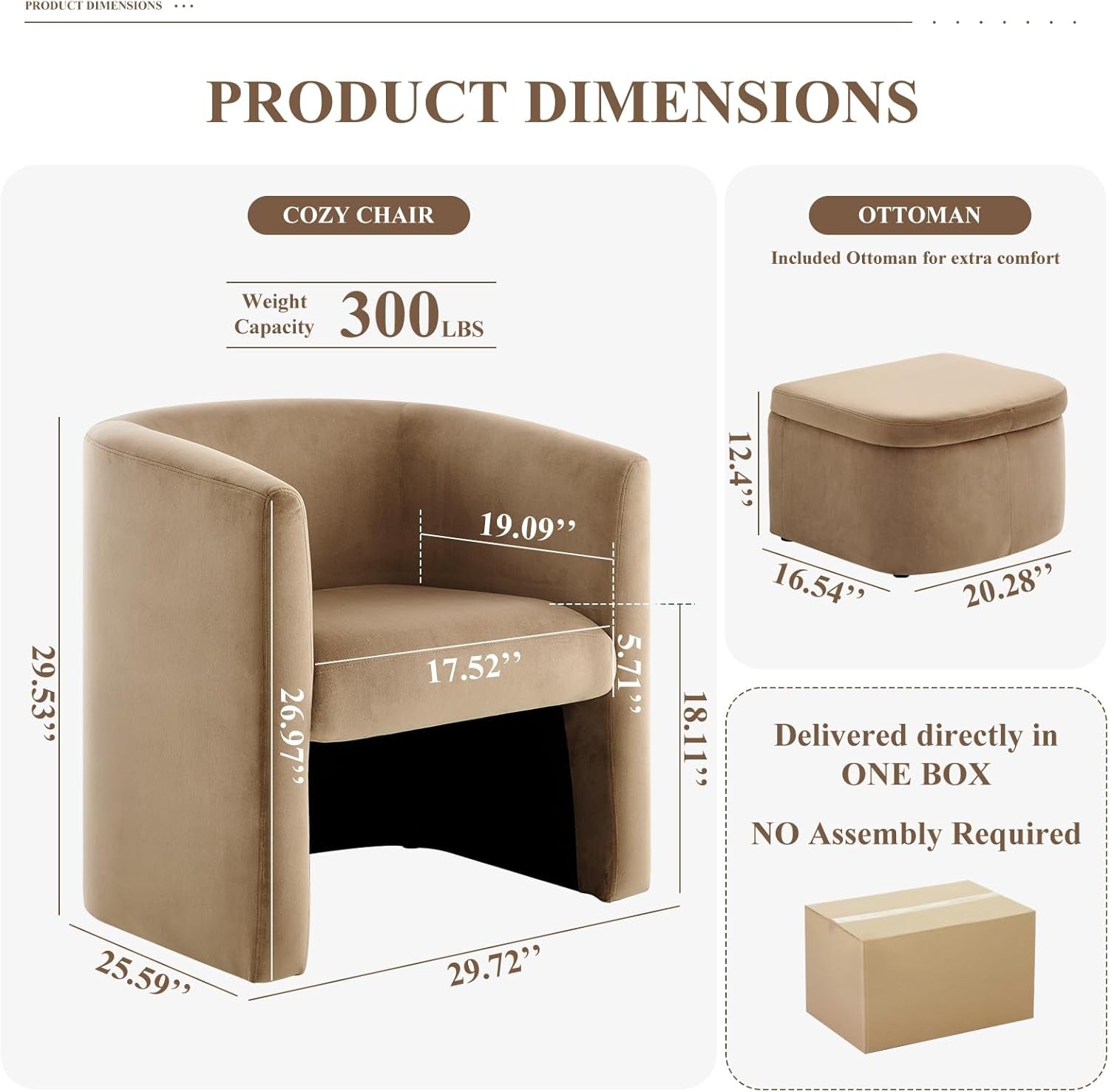 Luxurious Velvet Accent Chair With Storage Ottoman