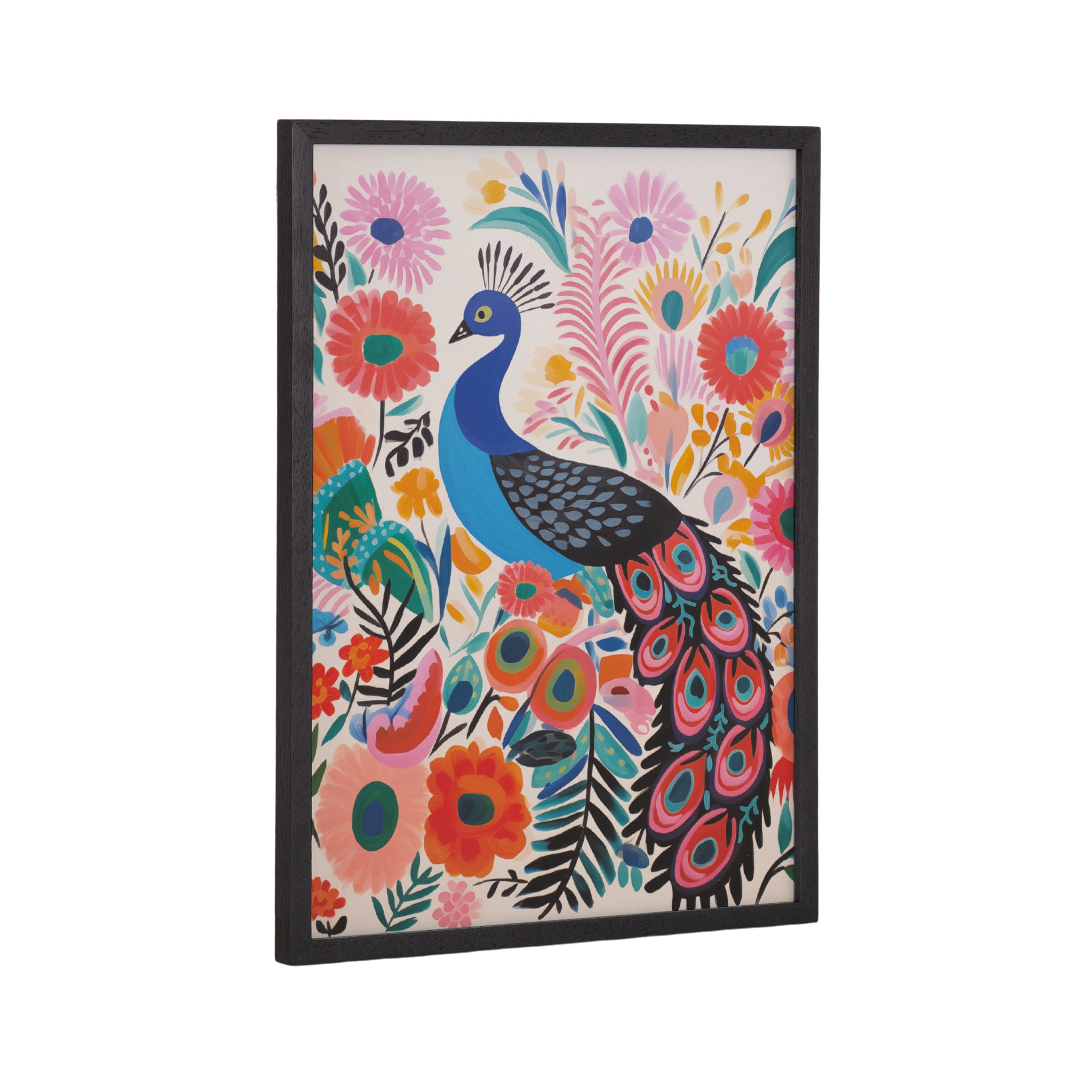 Gallery Bright Colorful Boho Peacock and Botanicals Print by The Creative Bunch Studio