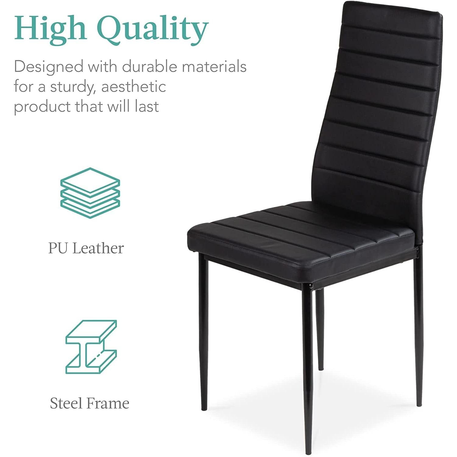 Glass Top Dining Table Set With Steel Frame Leather Chairs