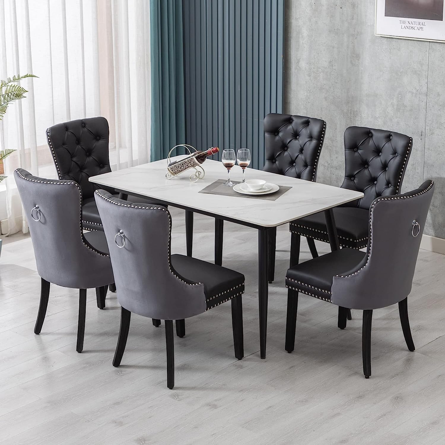 Tufted Velvet Dining Chairs Set of 4 With Acrylic Legs