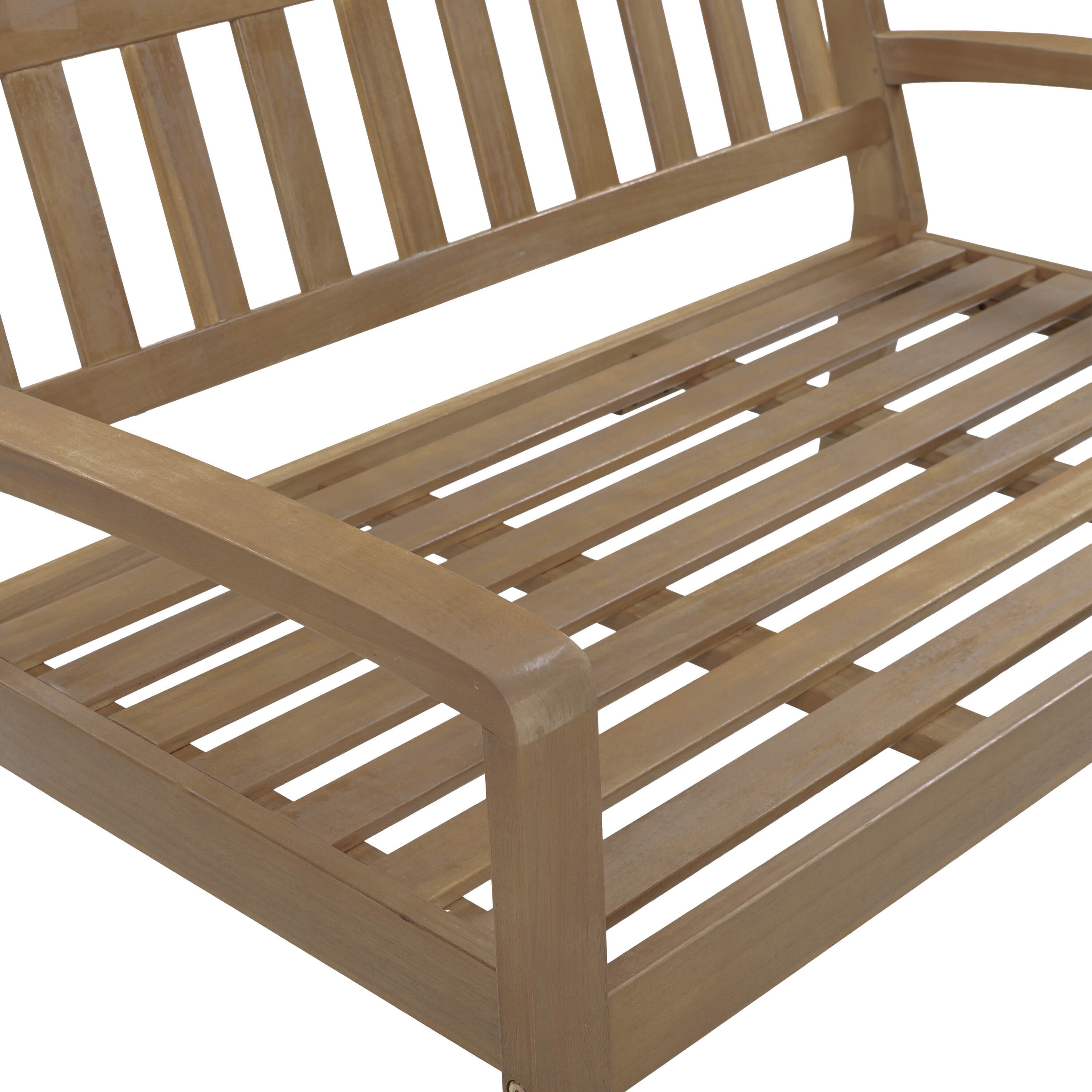 2-Piece Outdoor Gray Acacia Wood Conversation Set